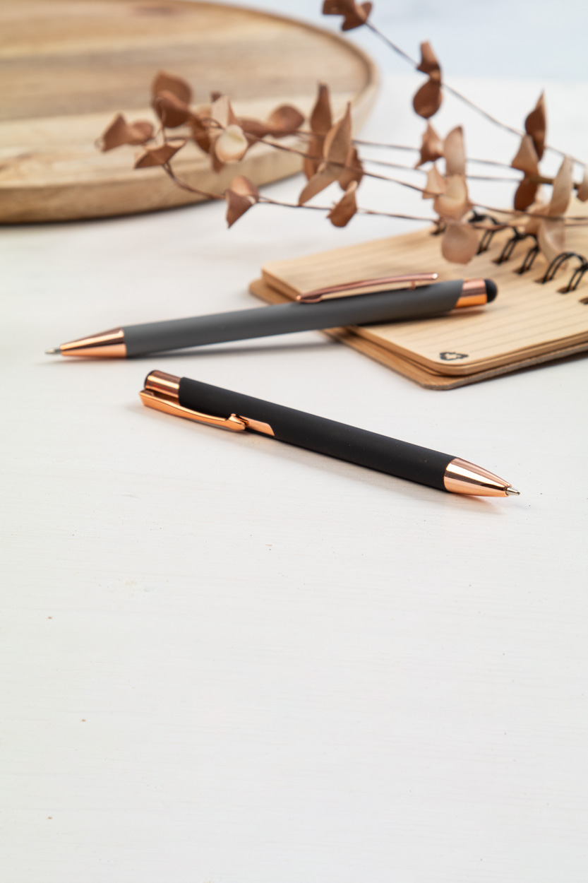 Kugelschreiber Ronnel mit Touchpen, Aluminium – Werbeartikel bedruckbar