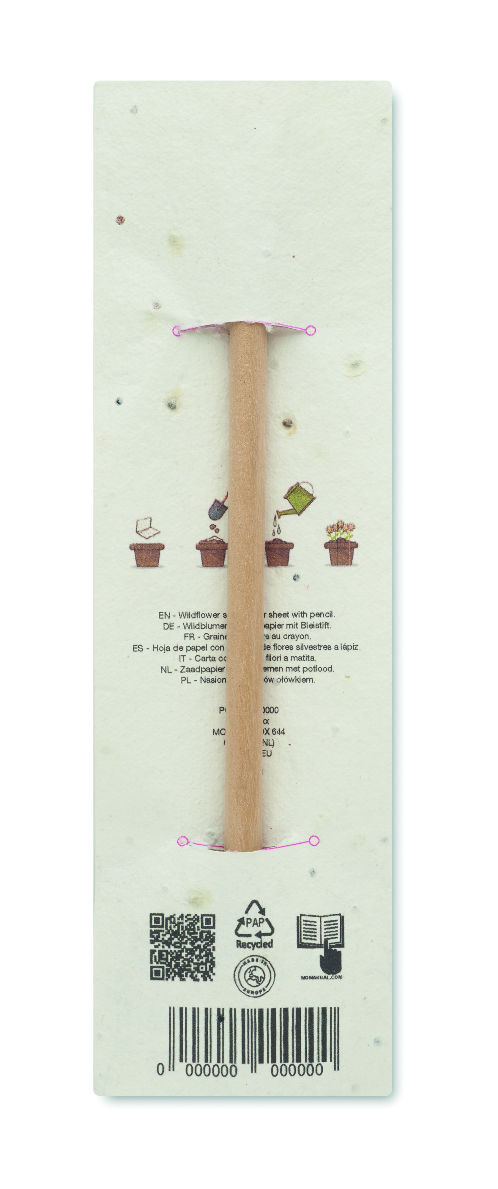 Bleistift PENSEED mit Radiergummi & Samenpapier-Hülle, bedruckbar