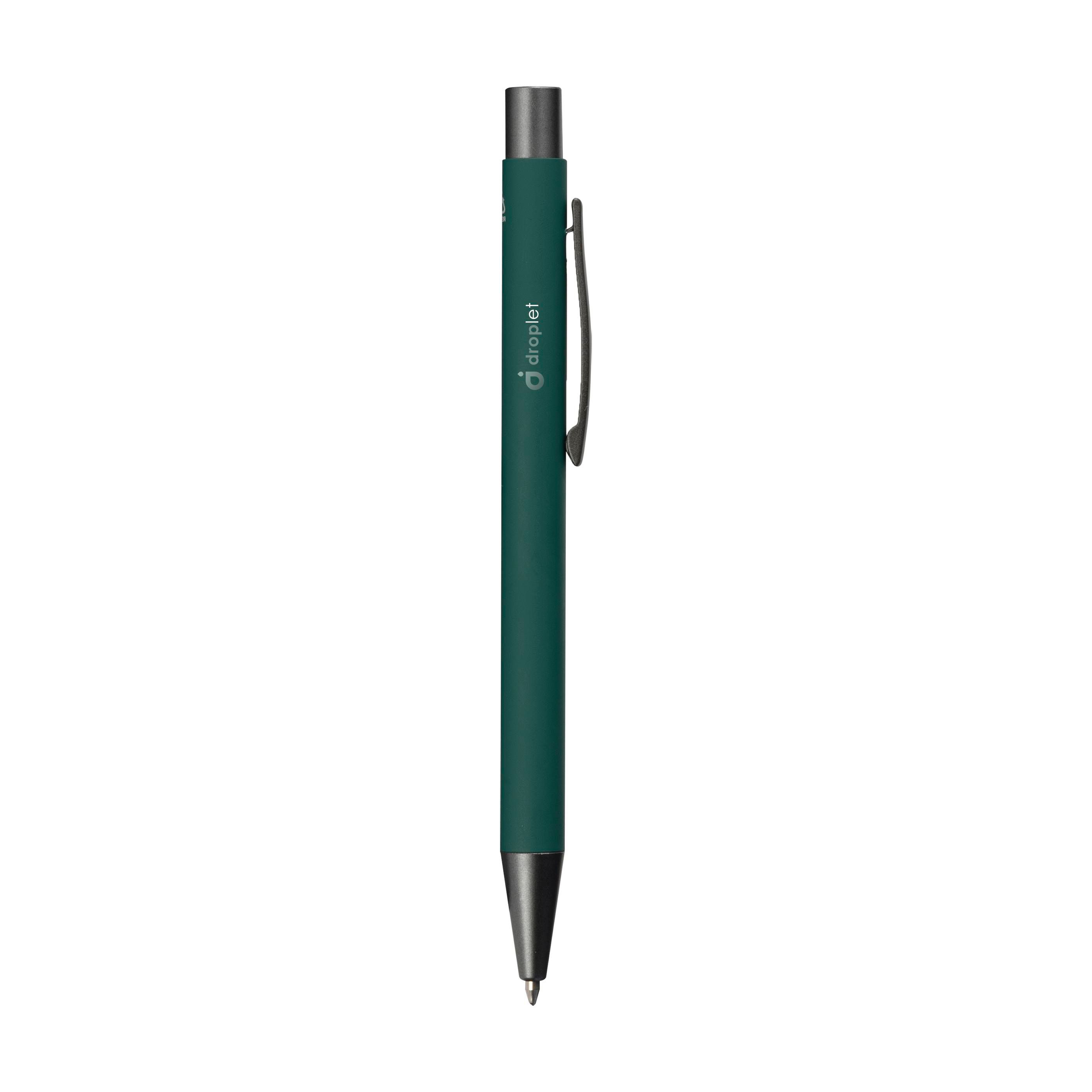 Kugelschreiber Brady aus recyceltem Aluminium, Soft Touch, bedruckbar
