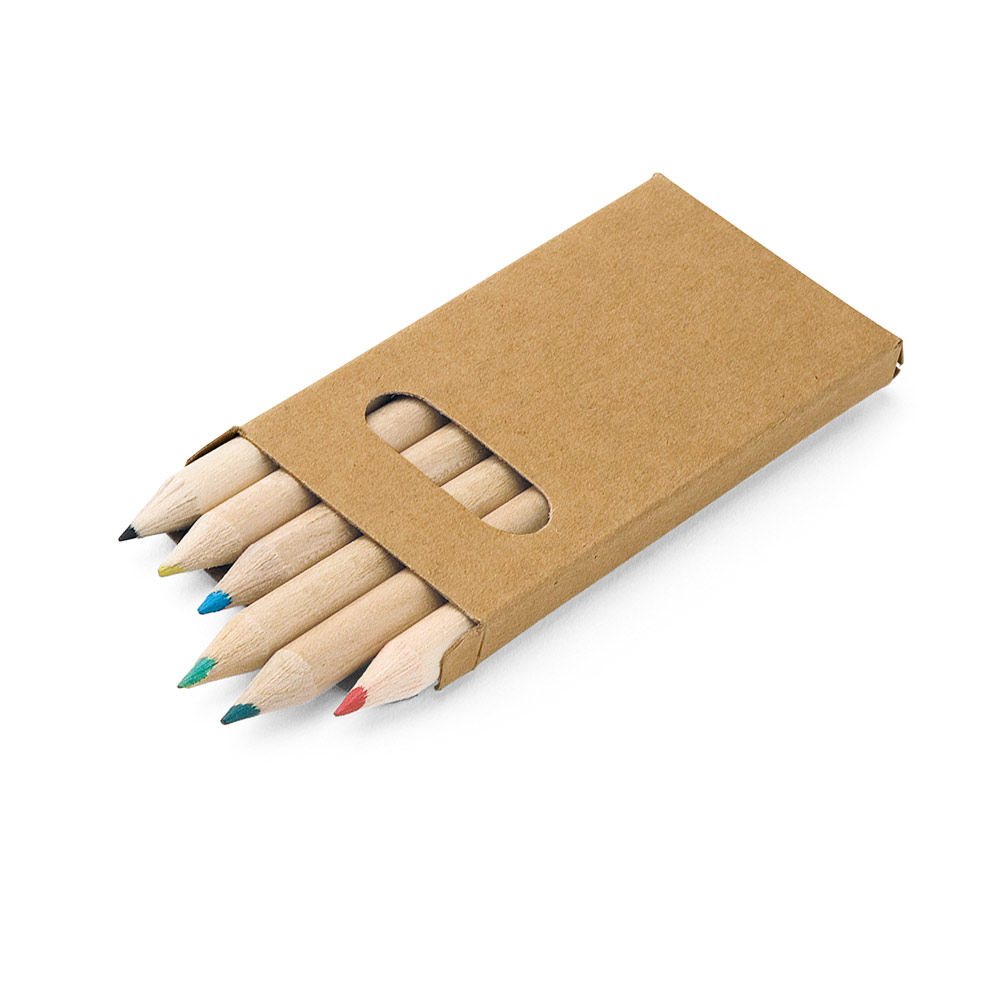 BIRD Buntstift-Set Werbeartikel – 6 Holzbuntstifte in Kartonschachtel