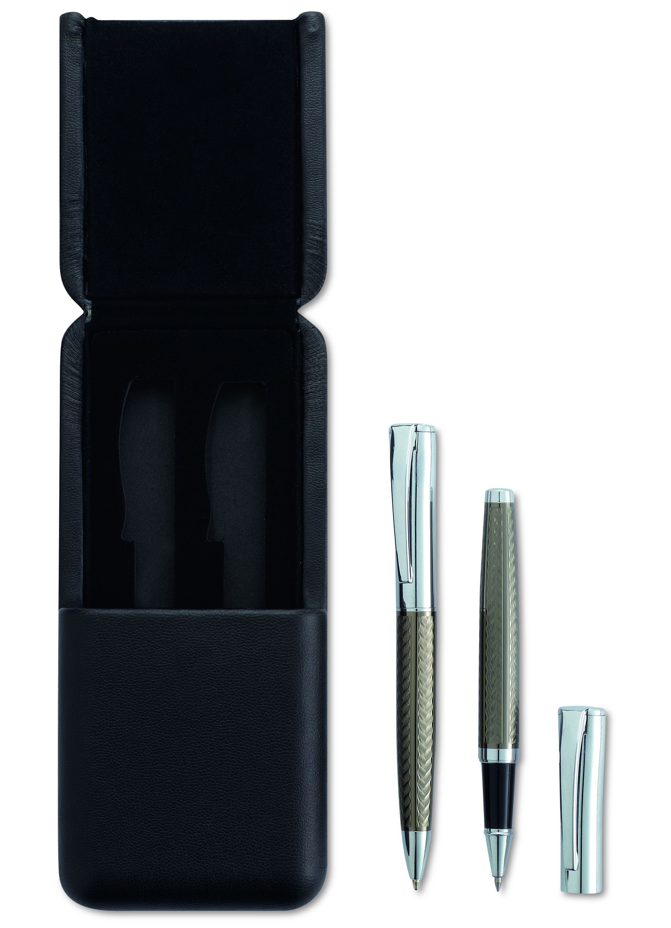 Schreibset DERRICK – Drehkugelschreiber & Tintenroller im Geschenkset, bedruckbar