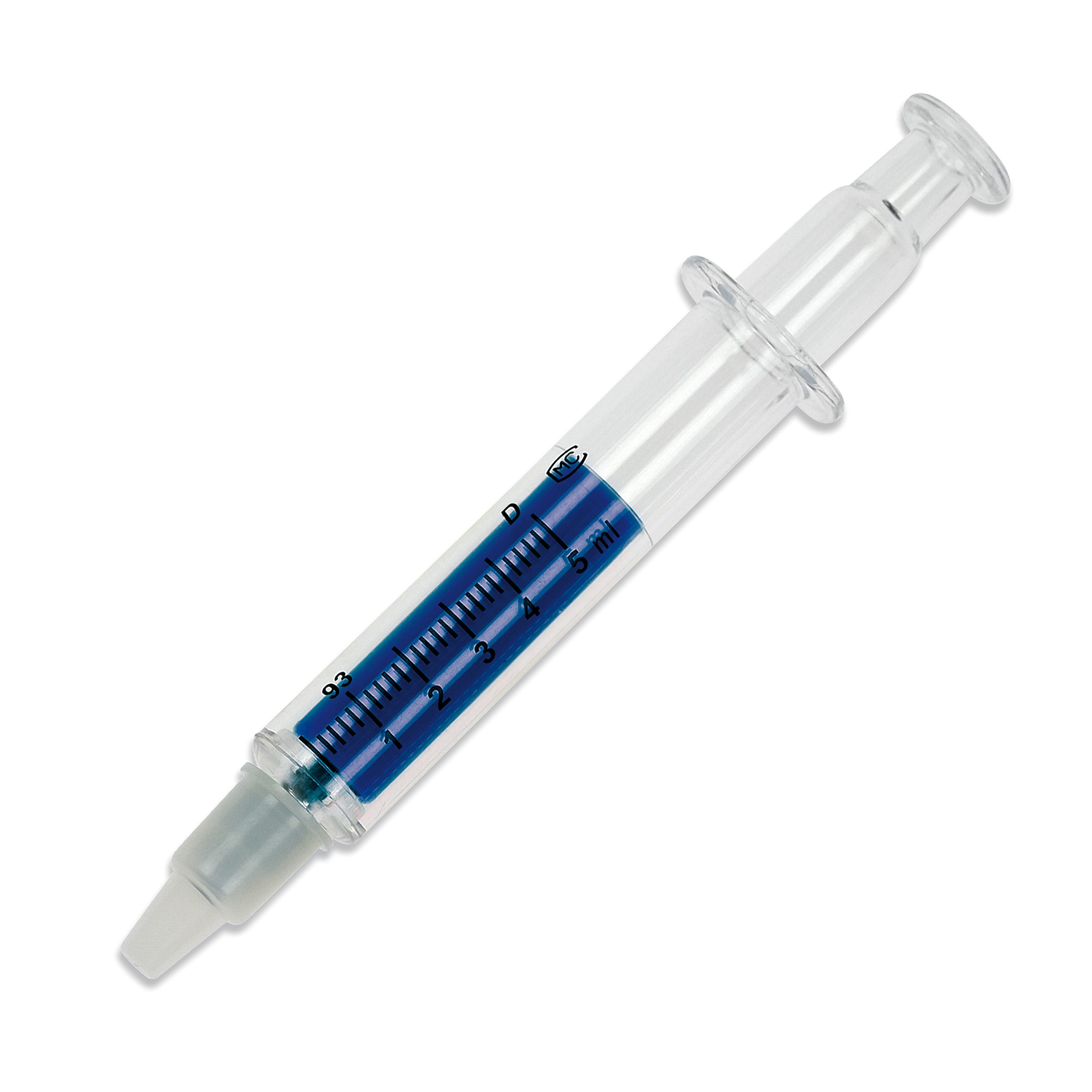Spritzen-Textmarker bedruckbar – Werbeartikel aus PS, transparent