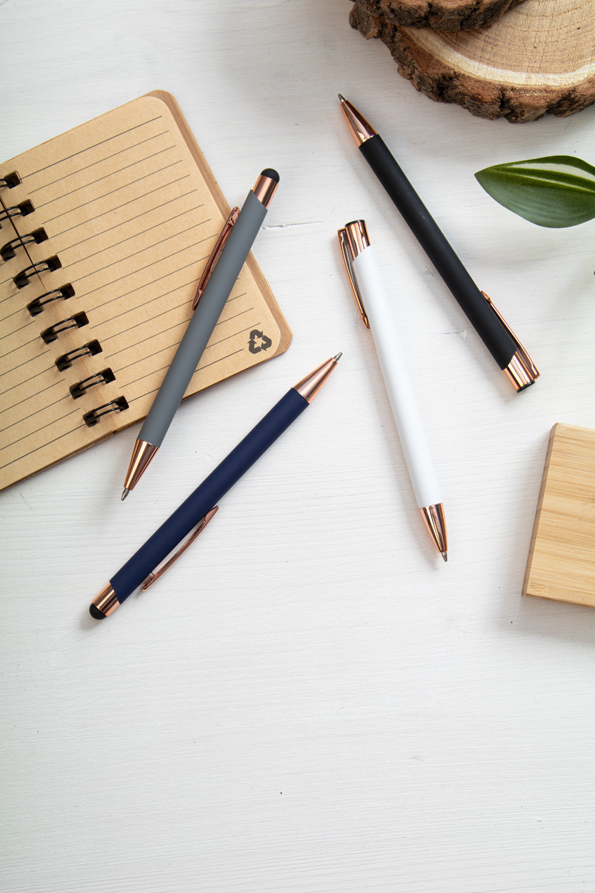 Kugelschreiber Ronnel mit Touchpen, Aluminium – Werbeartikel bedruckbar