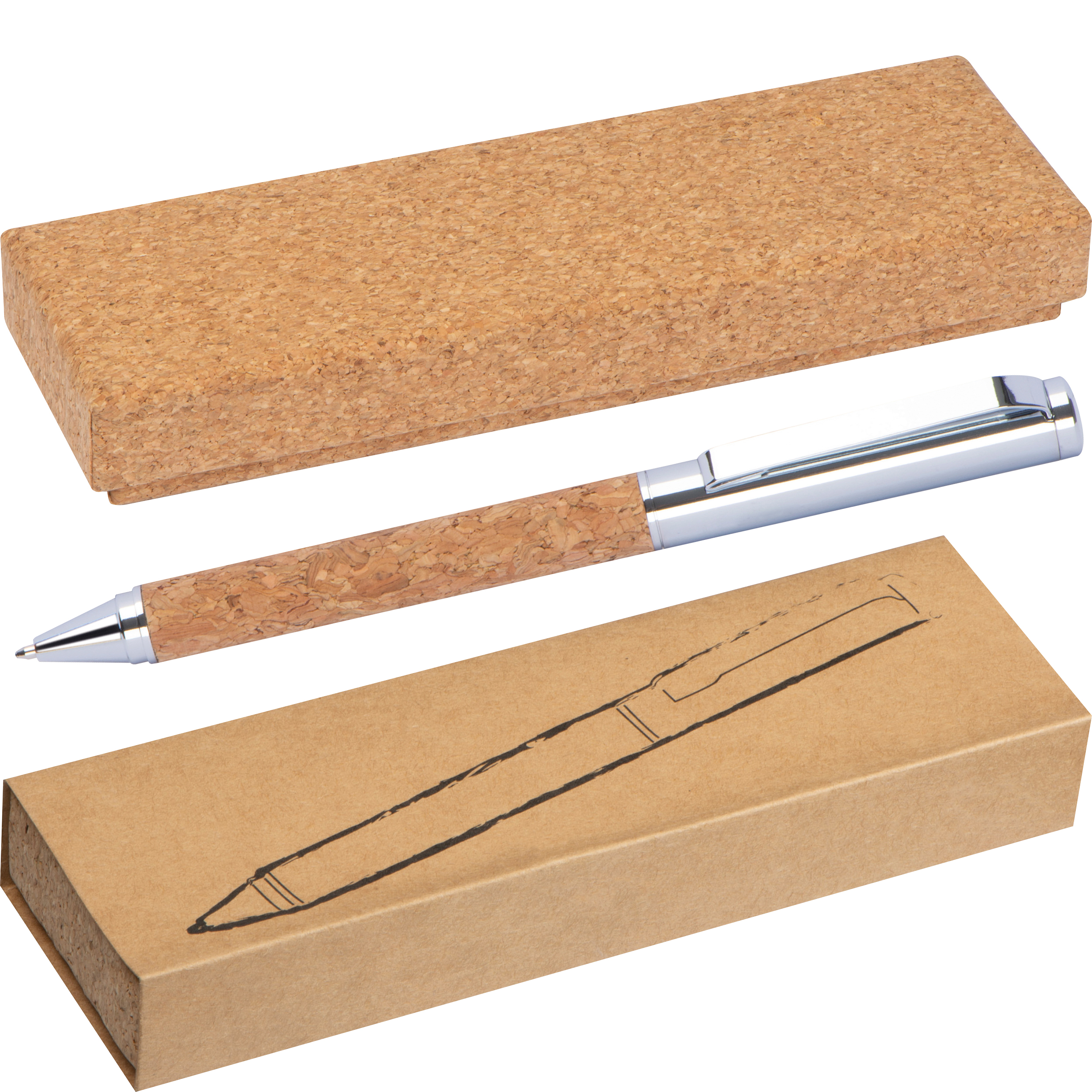Kugelschreiber aus Metall und Kork