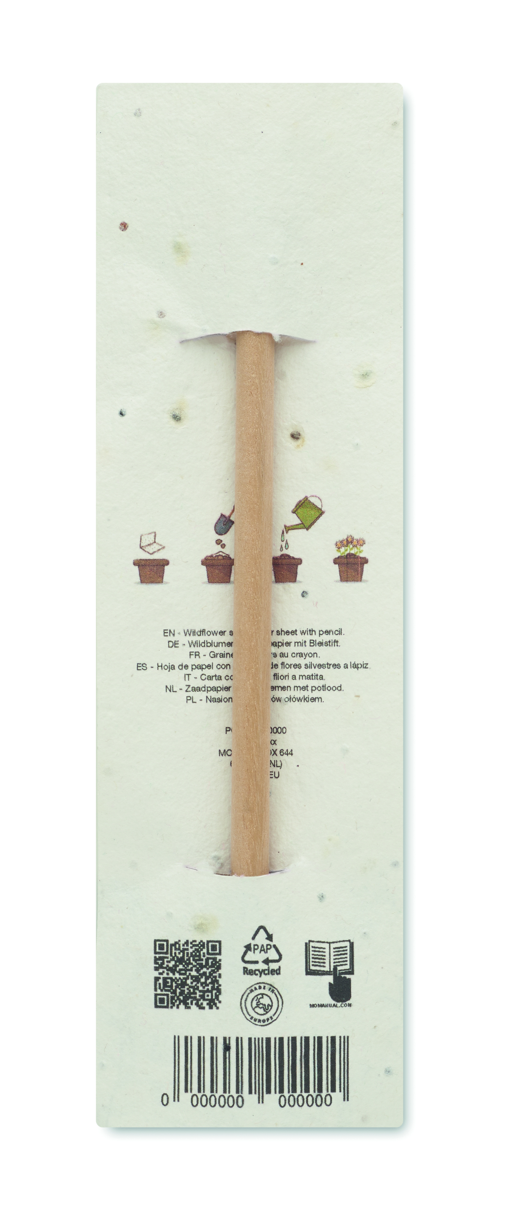 Bleistift PENSEED mit Radiergummi & Samenpapier-Hülle, bedruckbar