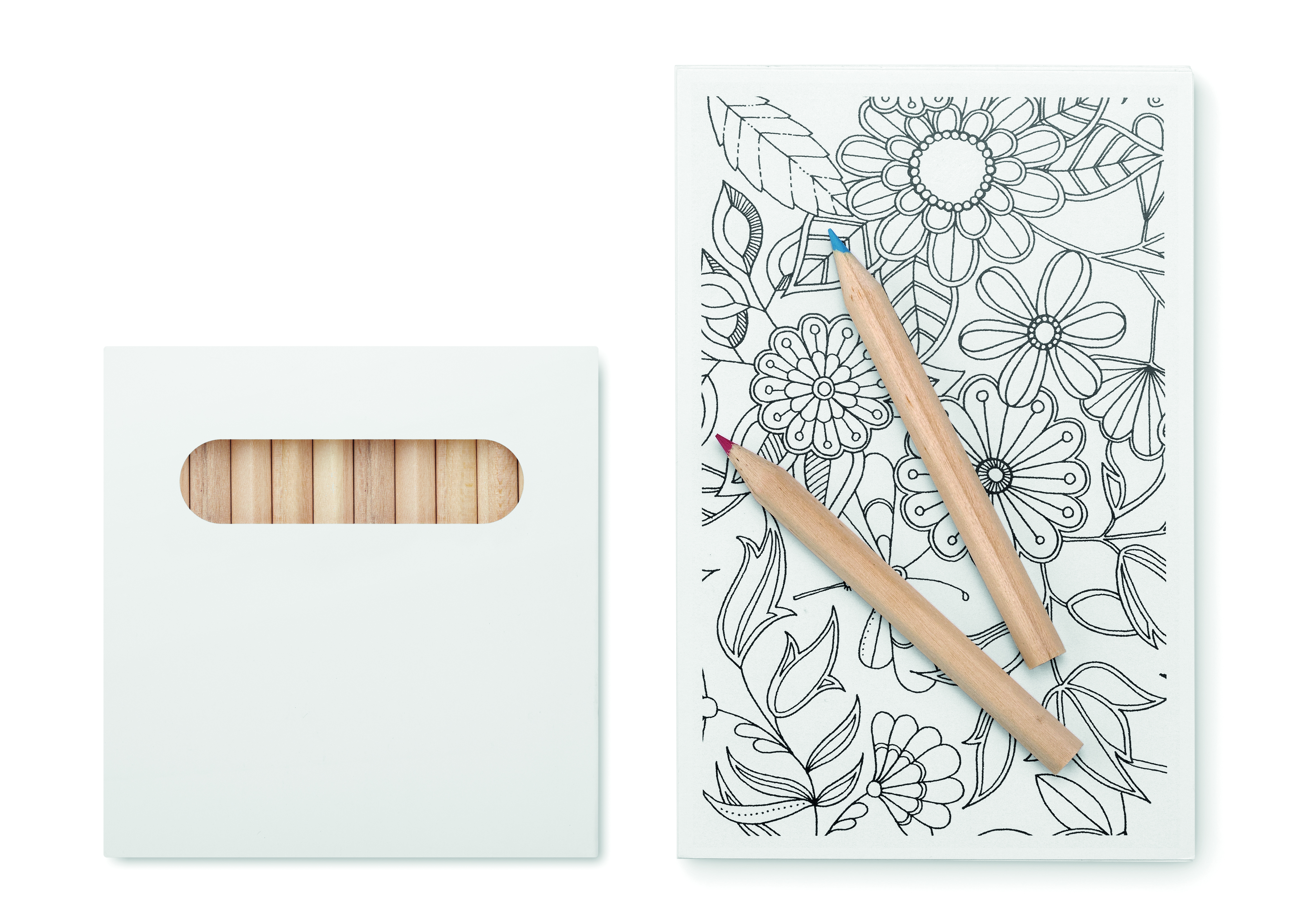 Mal-Set PAINT&RELAX mit 12 Buntstiften & 10 Karten – Werbeartikel