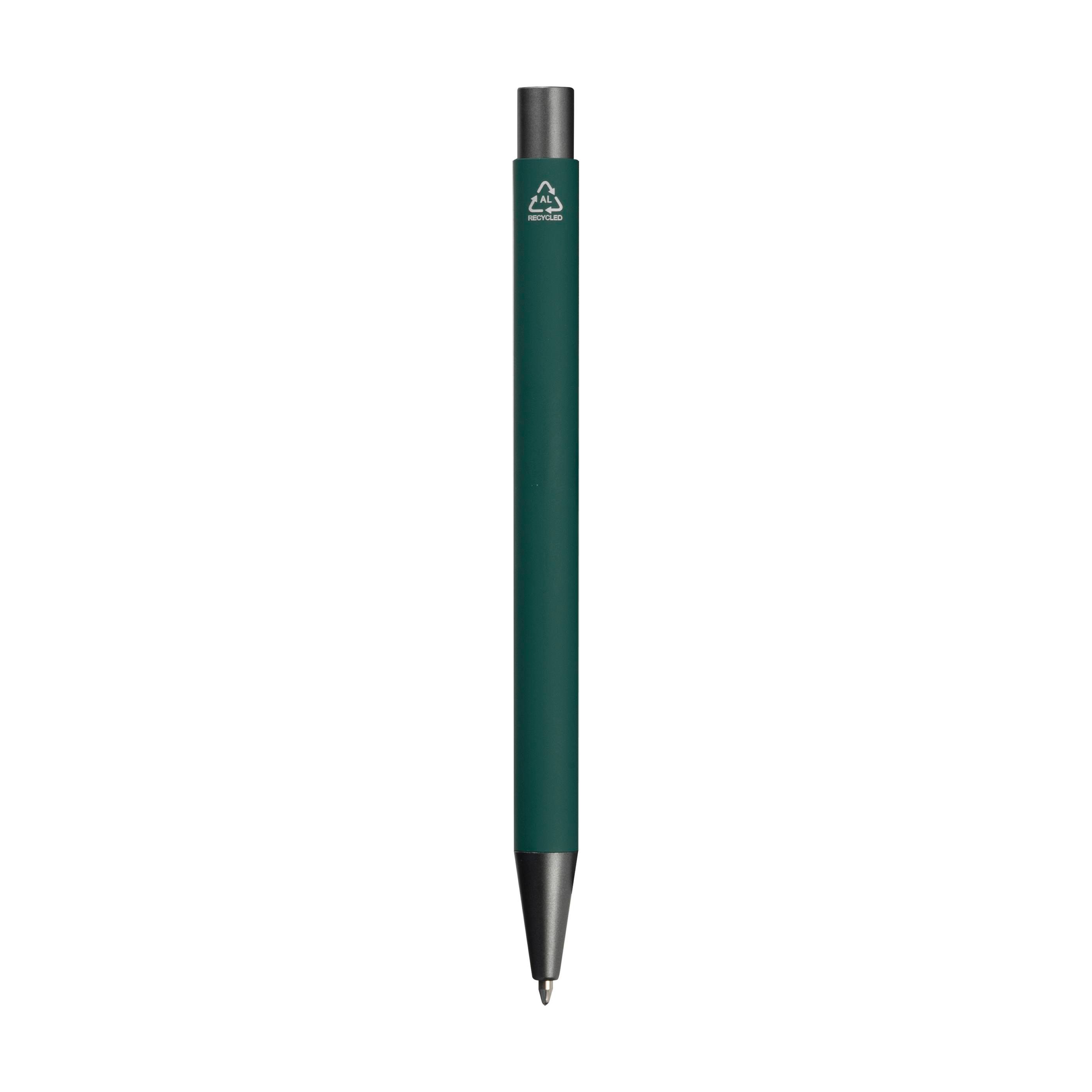 Kugelschreiber Brady aus recyceltem Aluminium, Soft Touch, bedruckbar