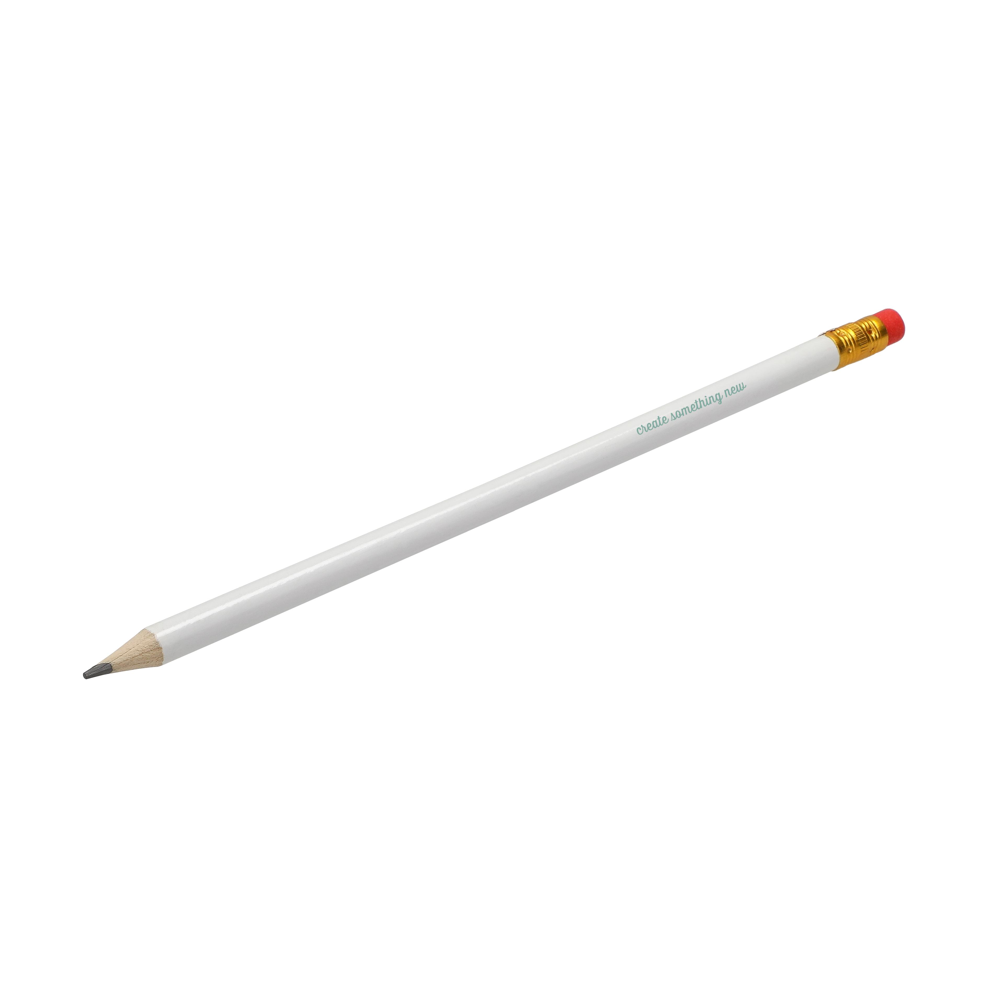 Bleistift White mit Radiergummi aus Holz - Werbeartikel bedruckbar
