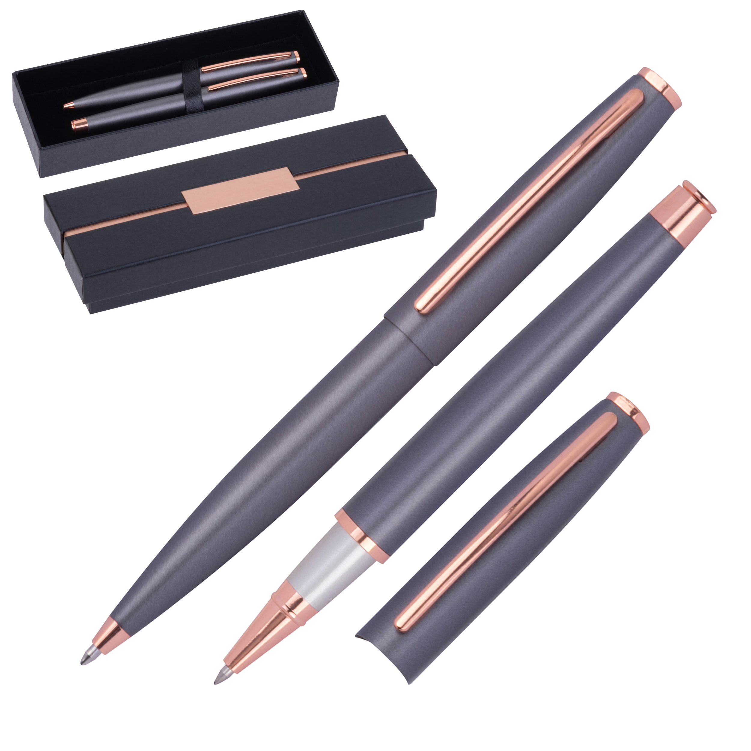 Metall Schreibset GEORGIA - Kugelschreiber & Rollerball bedruckbar