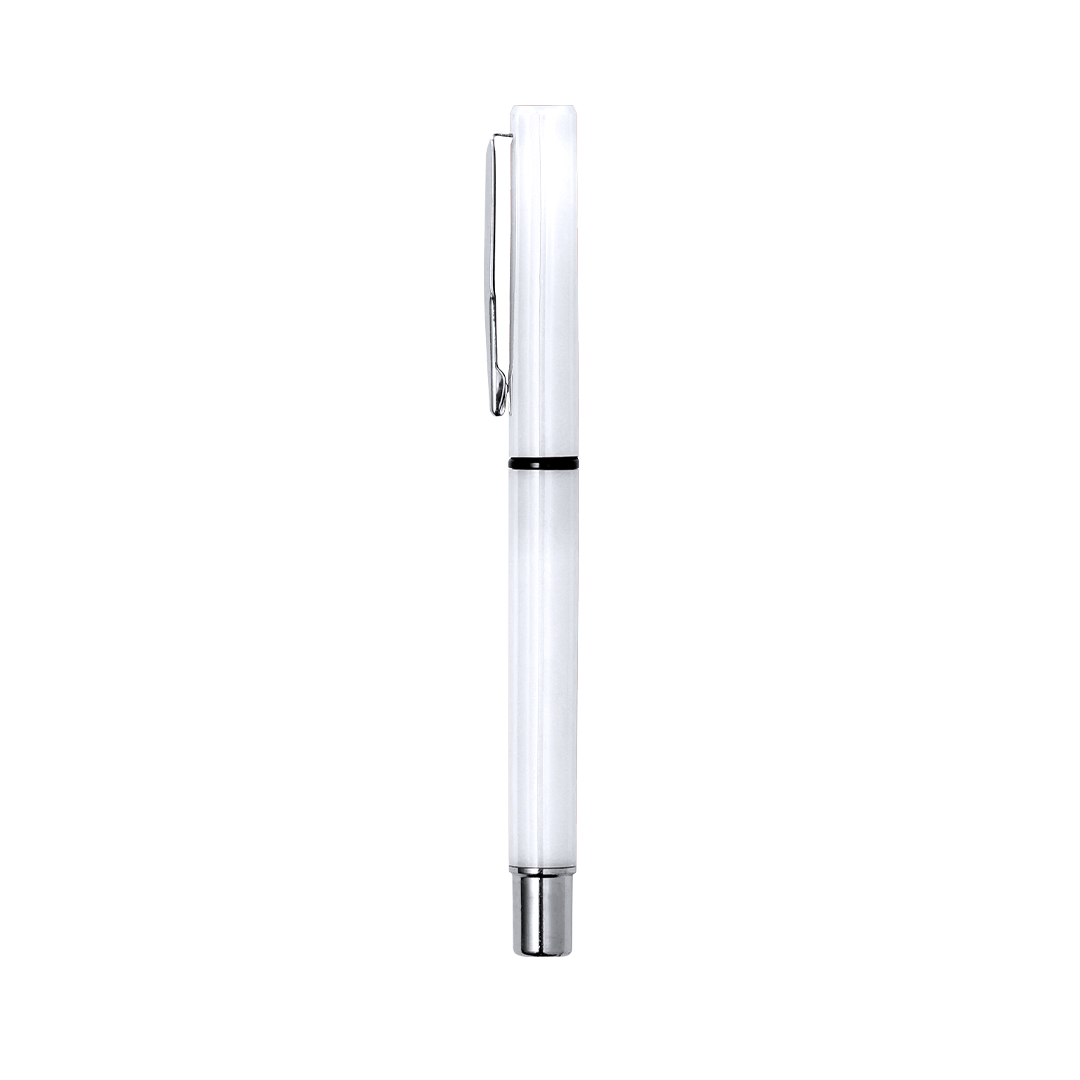 Tintenroller Leyco - Werbeartikel zum Bedrucken, Metallclip, blaue Tinte