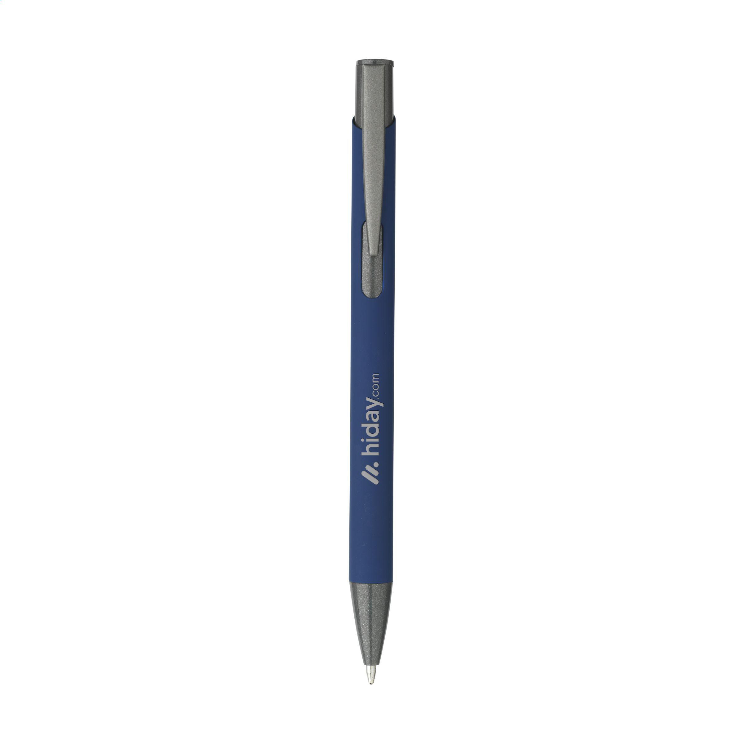 Kugelschreiber Ebony Soft – recyceltes Alu, SoftTouch, bedruckbar