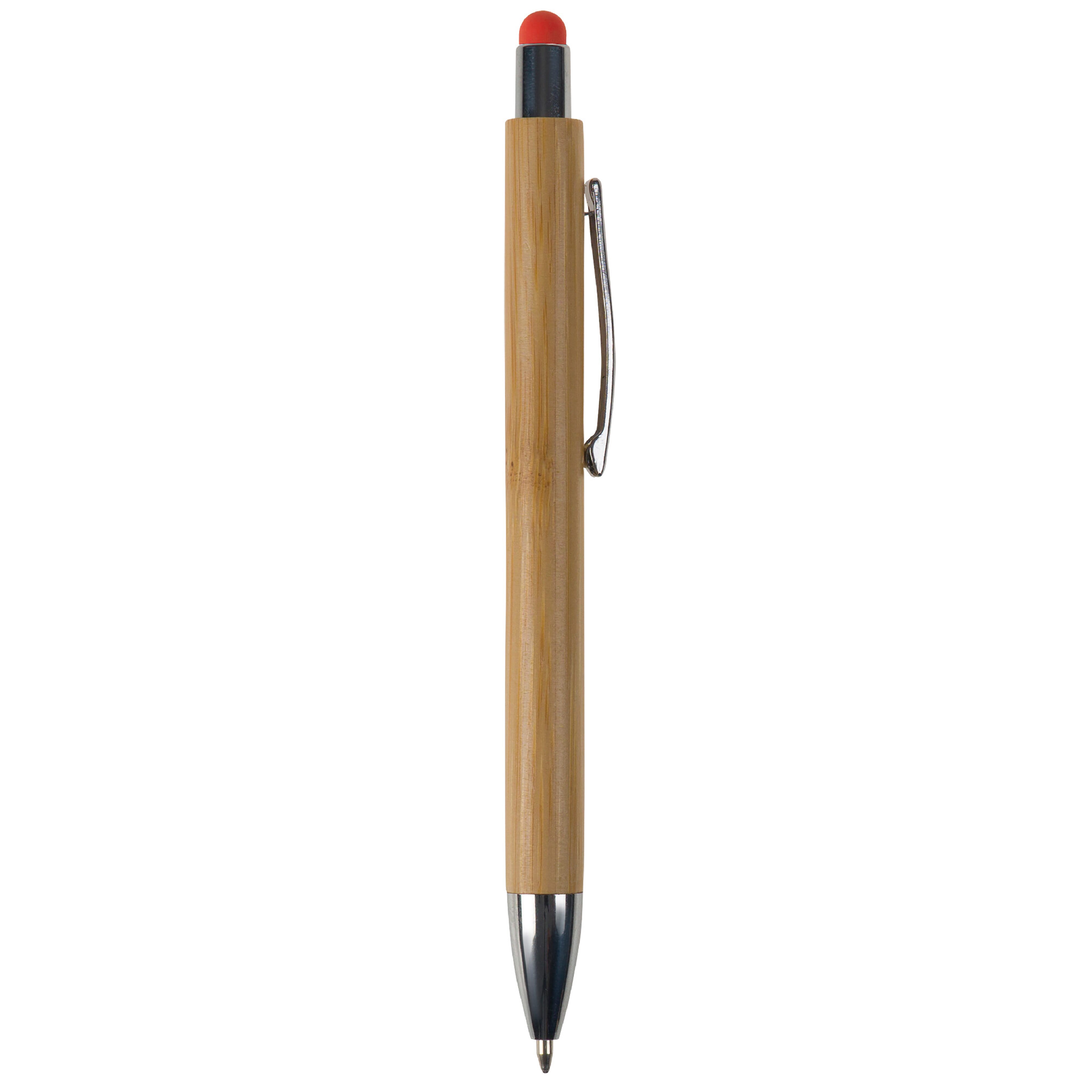 Bambus Kugelschreiber New York mit Touchpen & Metallclip, bedruckbar