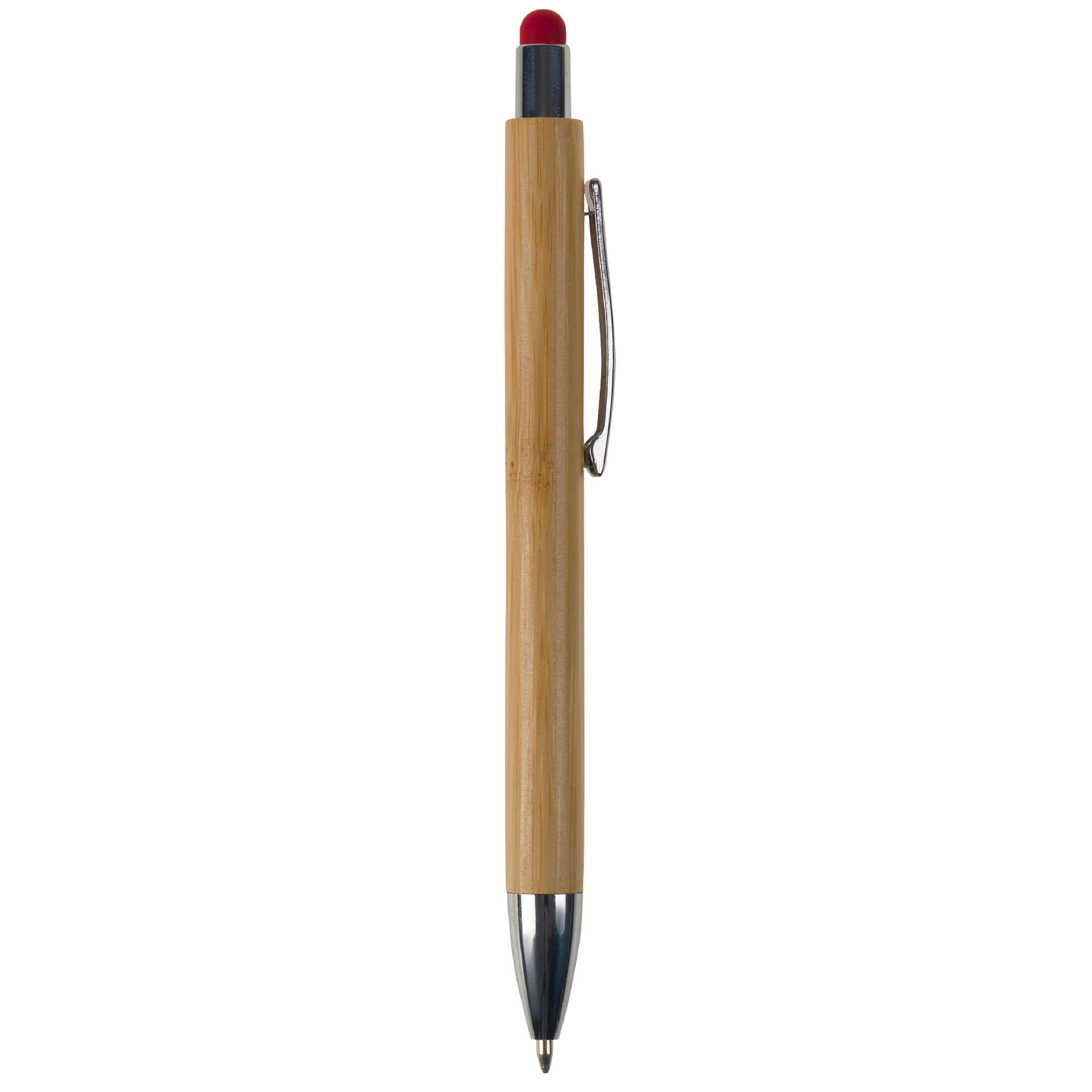 Bambus Kugelschreiber New York mit Touchpen & Metallclip, bedruckbar