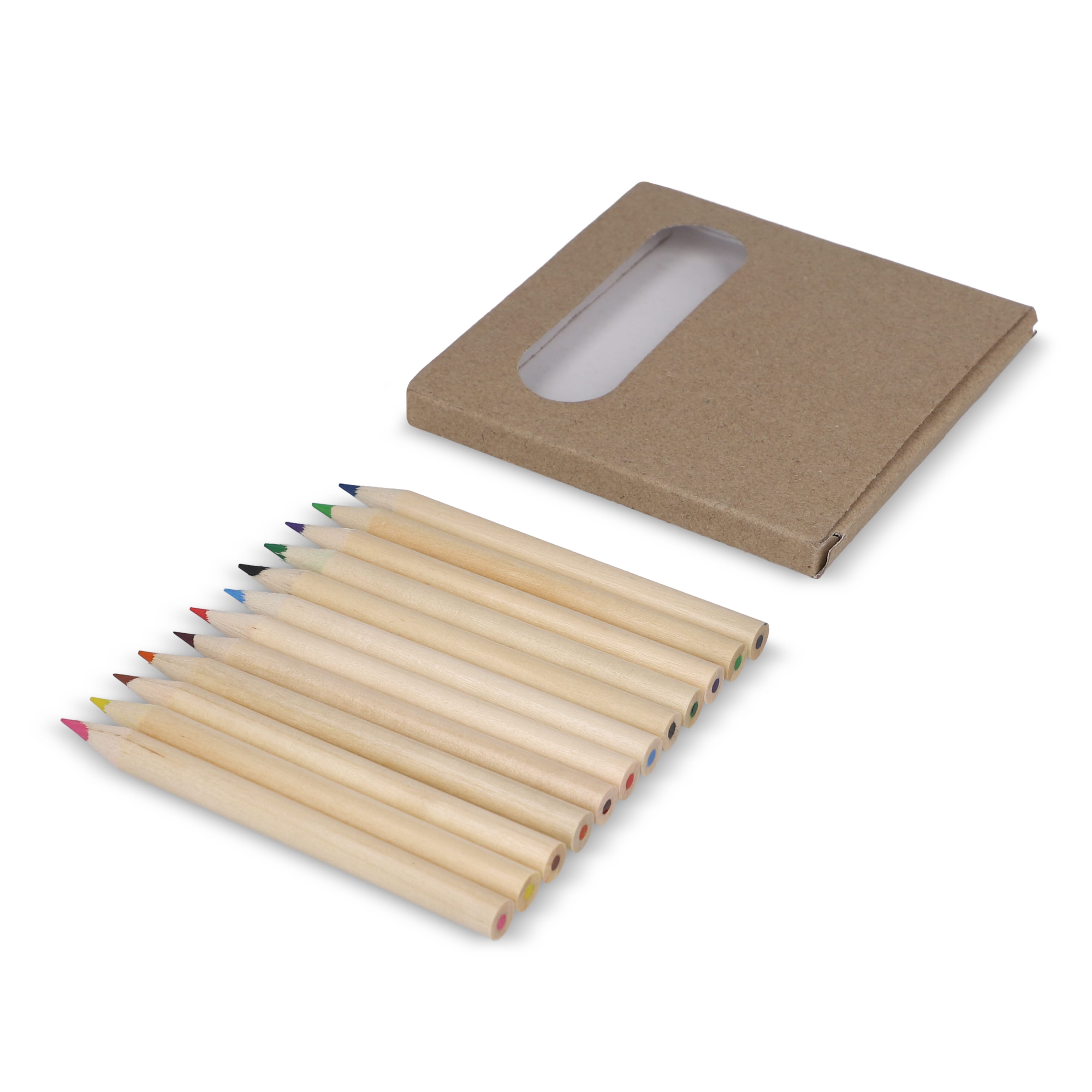 Buntstifte-Set 12er als Werbeartikel – Holz, in Kraftbox, bedruckbar