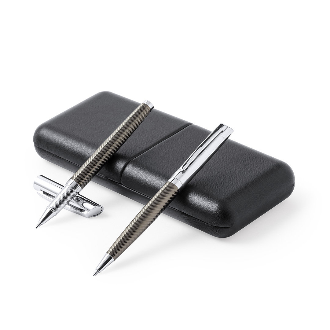 Schreibset Williams Metall – Kugelschreiber & Rollerpen im Etui, bedruckbar