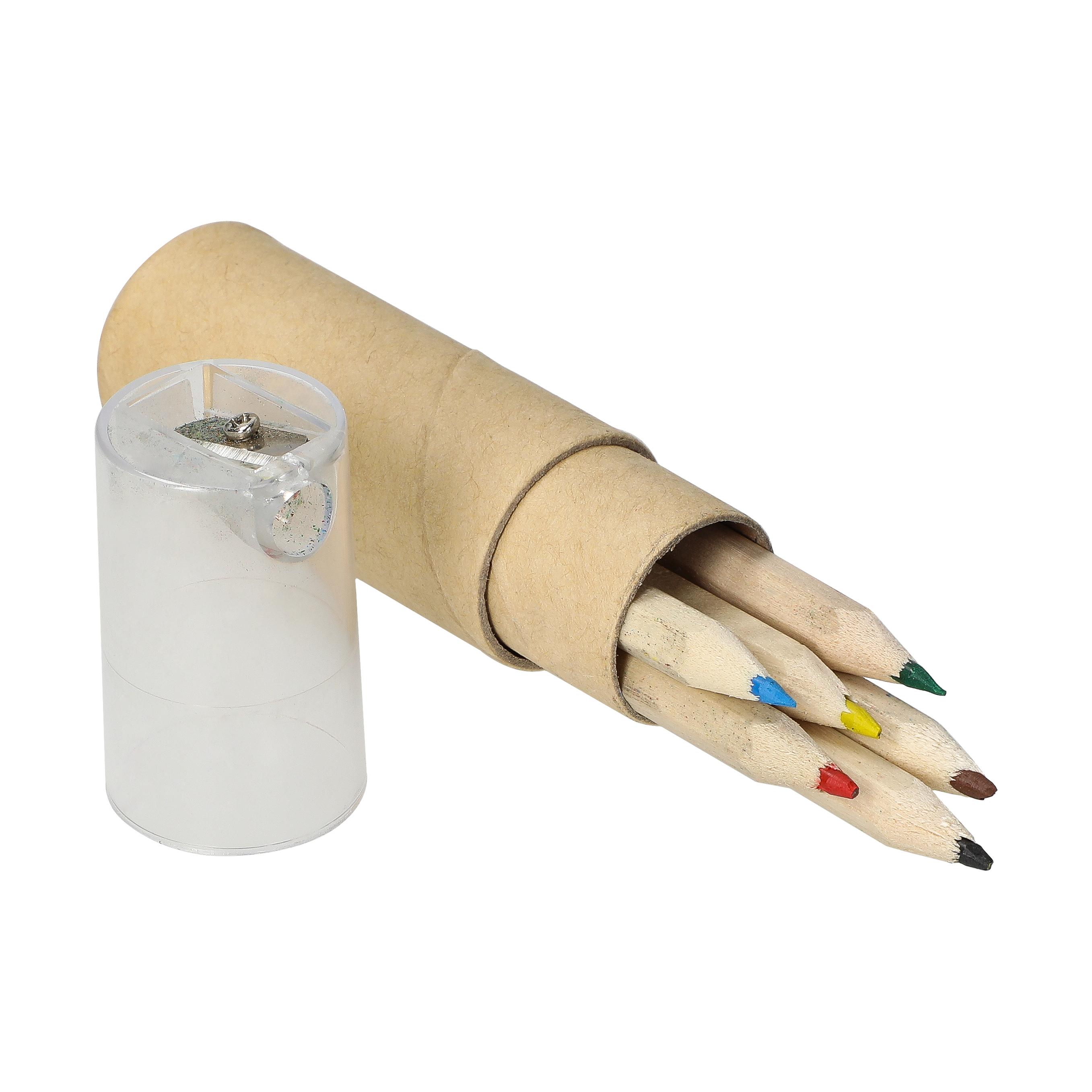 Buntstifte-Set Sharpener 6er Holz mit Spitzer - Werbeartikel bedruckbar