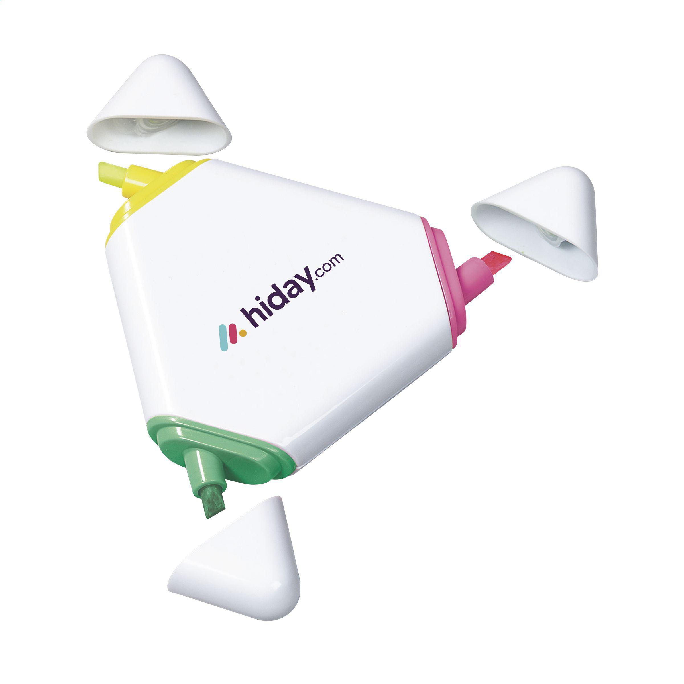 Textmarker TrioMarker bedruckbar – 3 Farben, Plastik, Werbeartikel