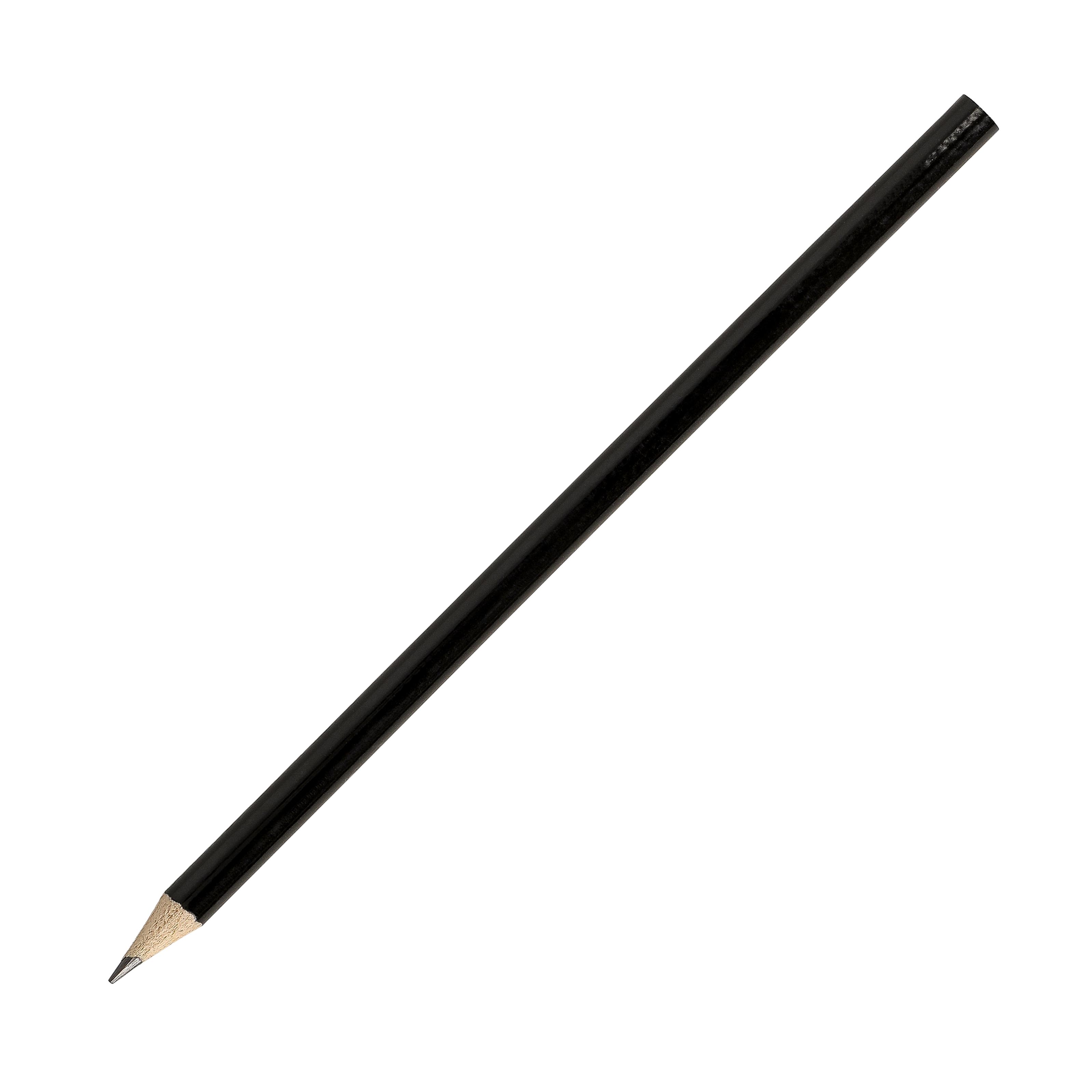 Bleistift Black aus Holz - runder Werbeartikel, Minenhärte HB, schwarz lackiert