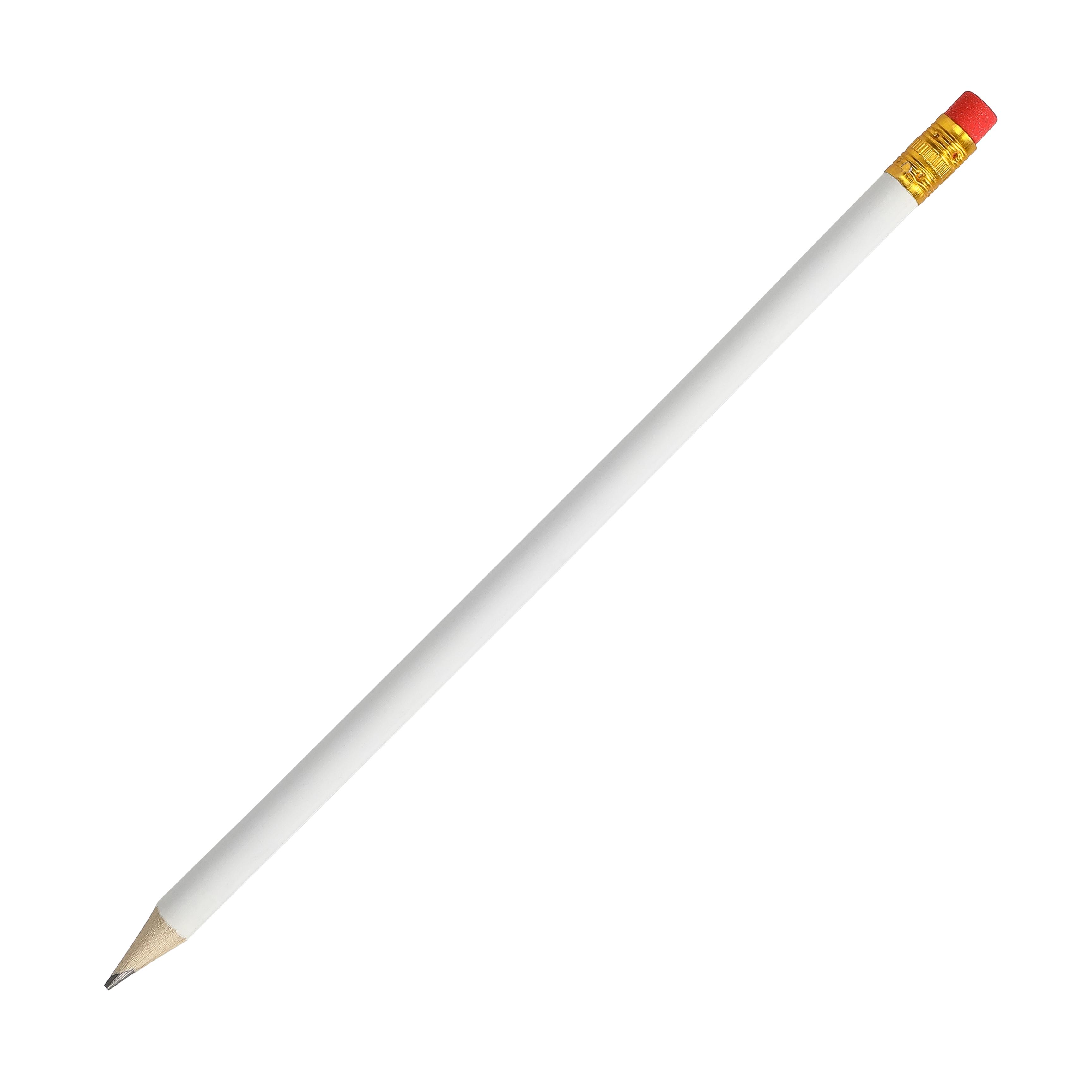 Bleistift White mit Radiergummi aus Holz - Werbeartikel bedruckbar