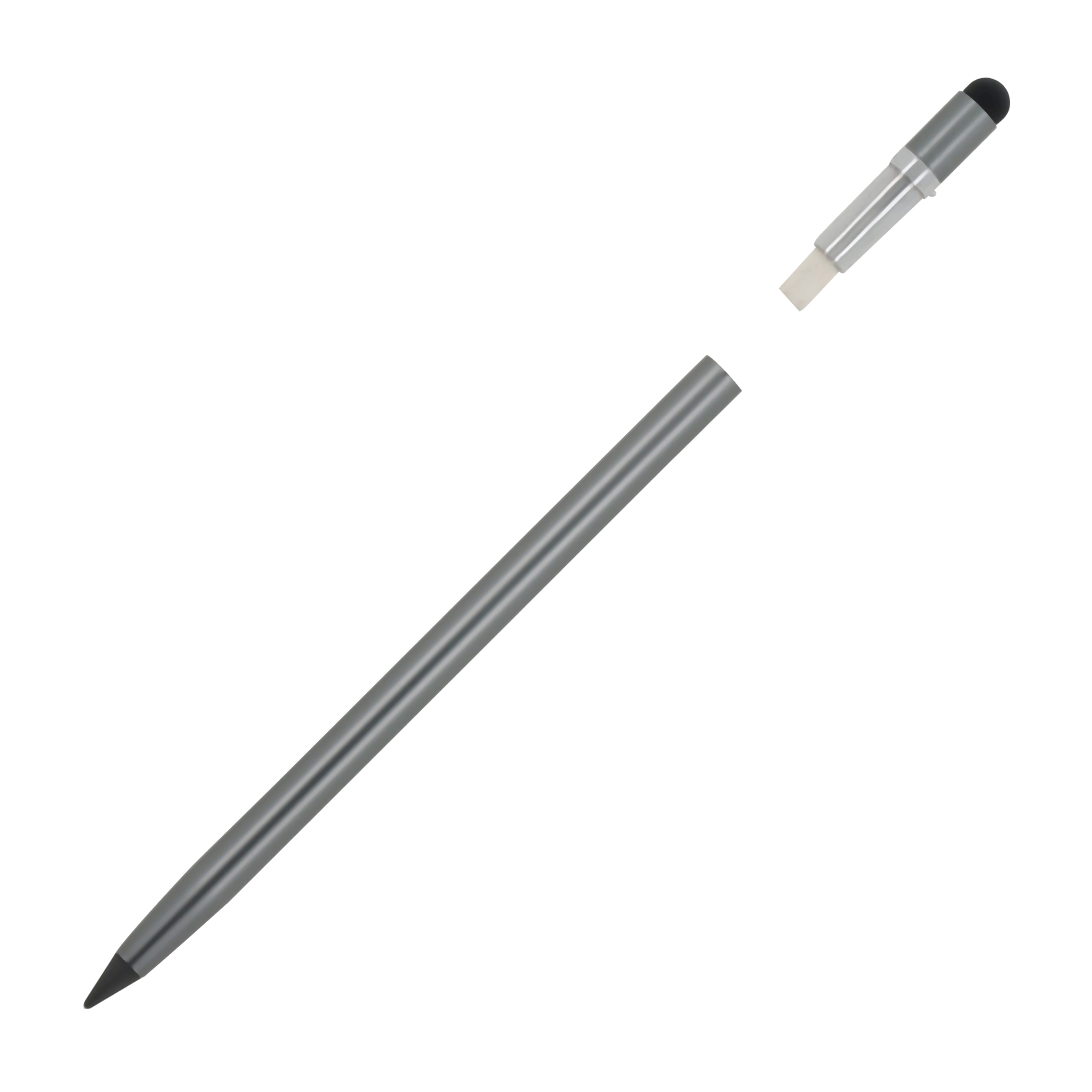 Aluminiumbleistift mit Radiergummi als Werbeartikel - langlebig, Graphitspitze