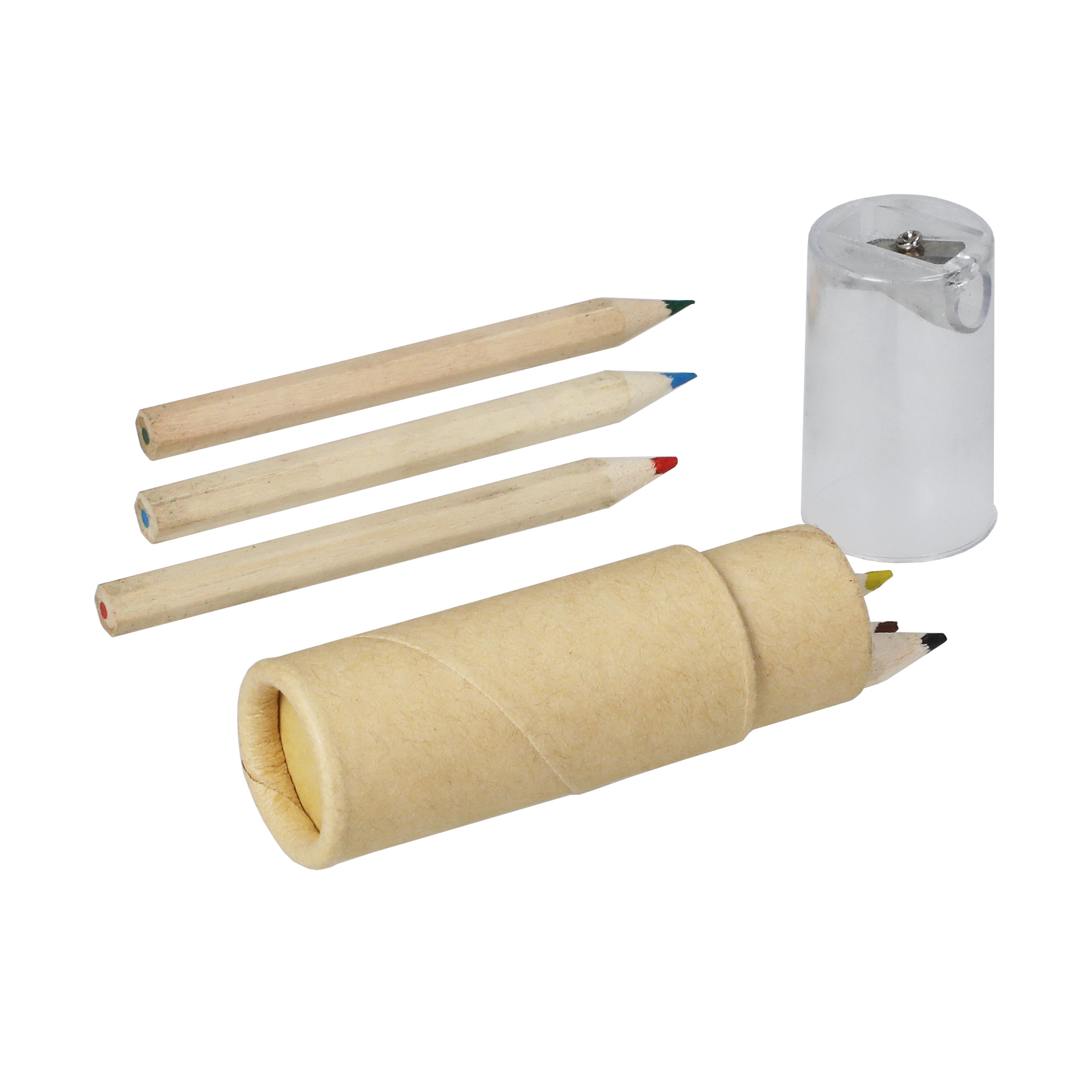 Buntstifte-Set Sharpener 6er Holz mit Spitzer - Werbeartikel bedruckbar