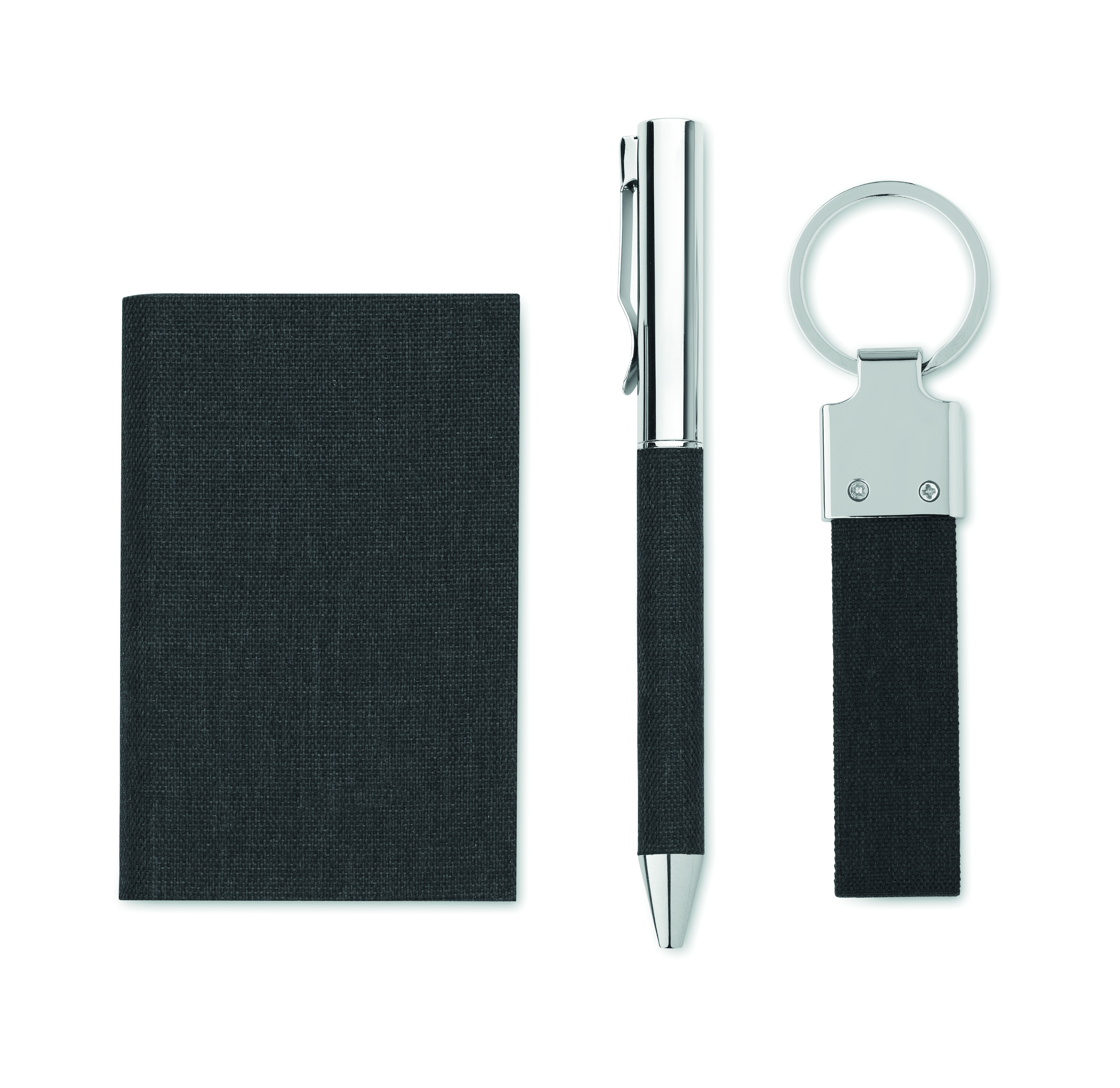Geschenkset SCRIBI 3 – Metall-Kugelschreiber, Visitenkartenhalter & Schlüsselring