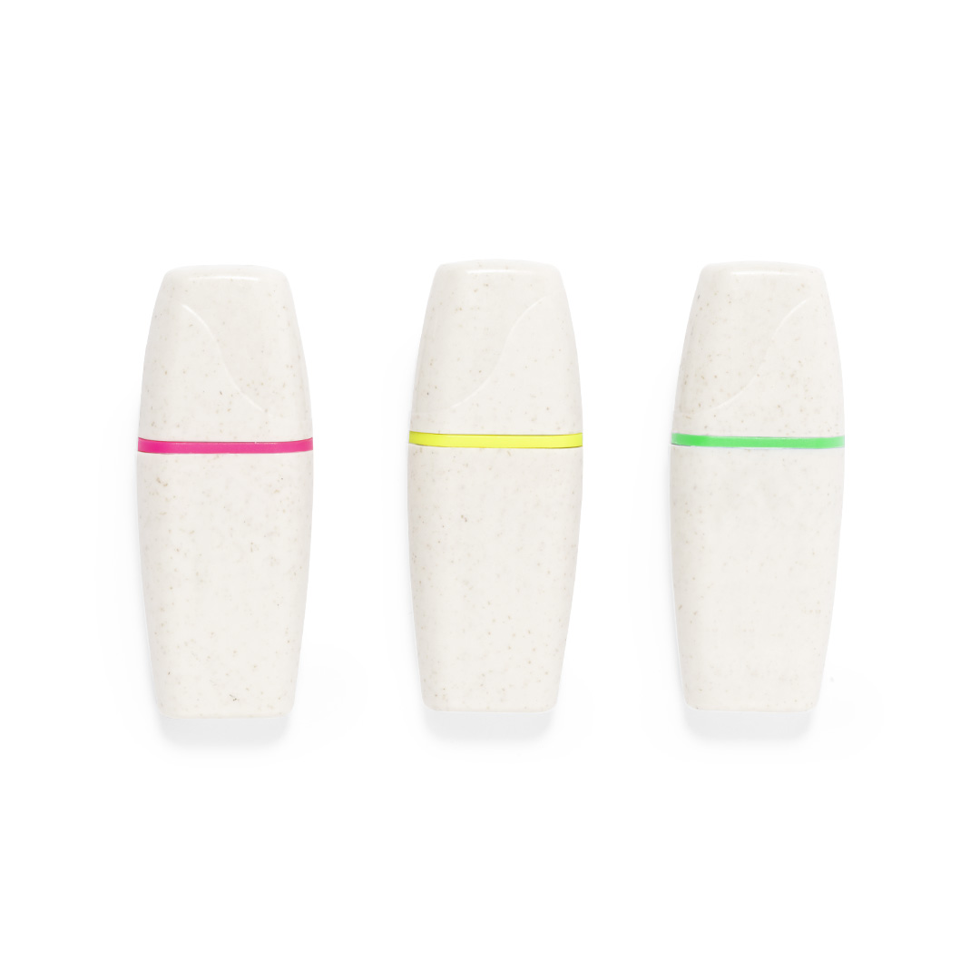 Textmarker Set Toaren aus Weizenstroh & ABS, 3 Farben – bedruckbar