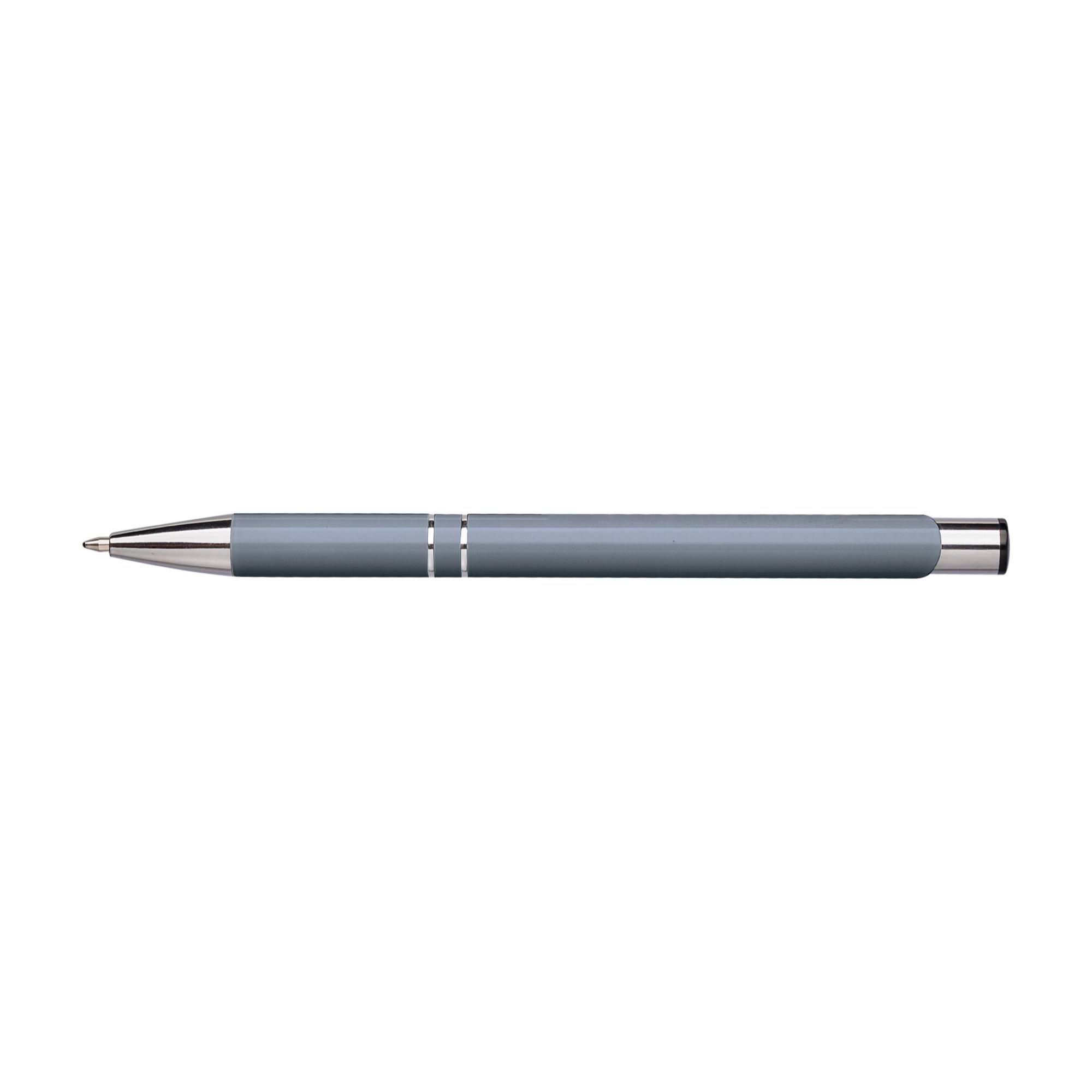 Kugelschreiber Aluminium Albacete - Metall-Clip, blaue Mine, Werbeartikel