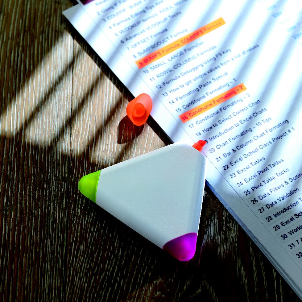Textmarker TRIANGULO in Dreiecksform, ABS – bedruckbarer Werbeartikel