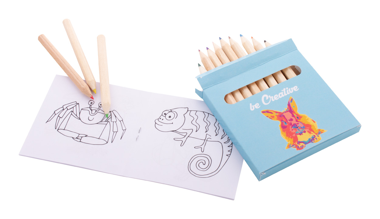 Ausmalset Tiere Coloxil – 12 Holzbuntstifte & Malbuch, bedruckbar