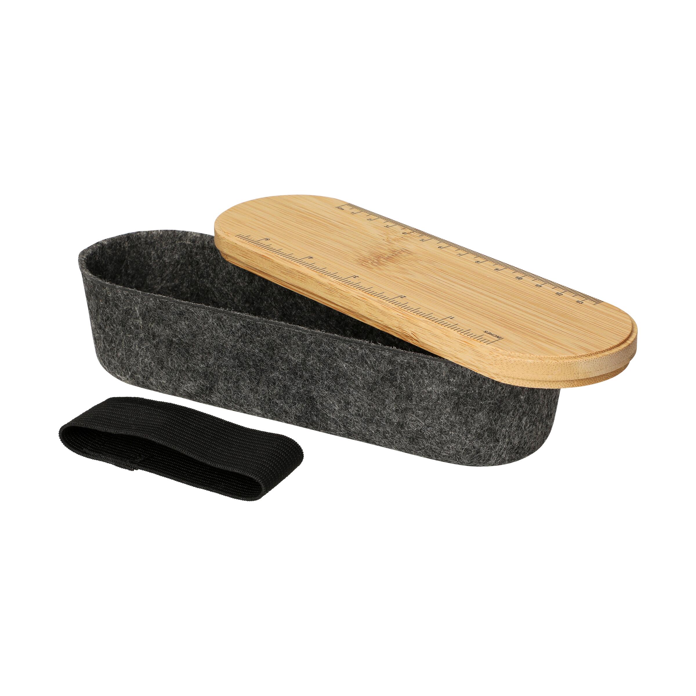 Filz-Organizer "Nubo" – Stiftebox mit Bambusdeckel, bedruckbar