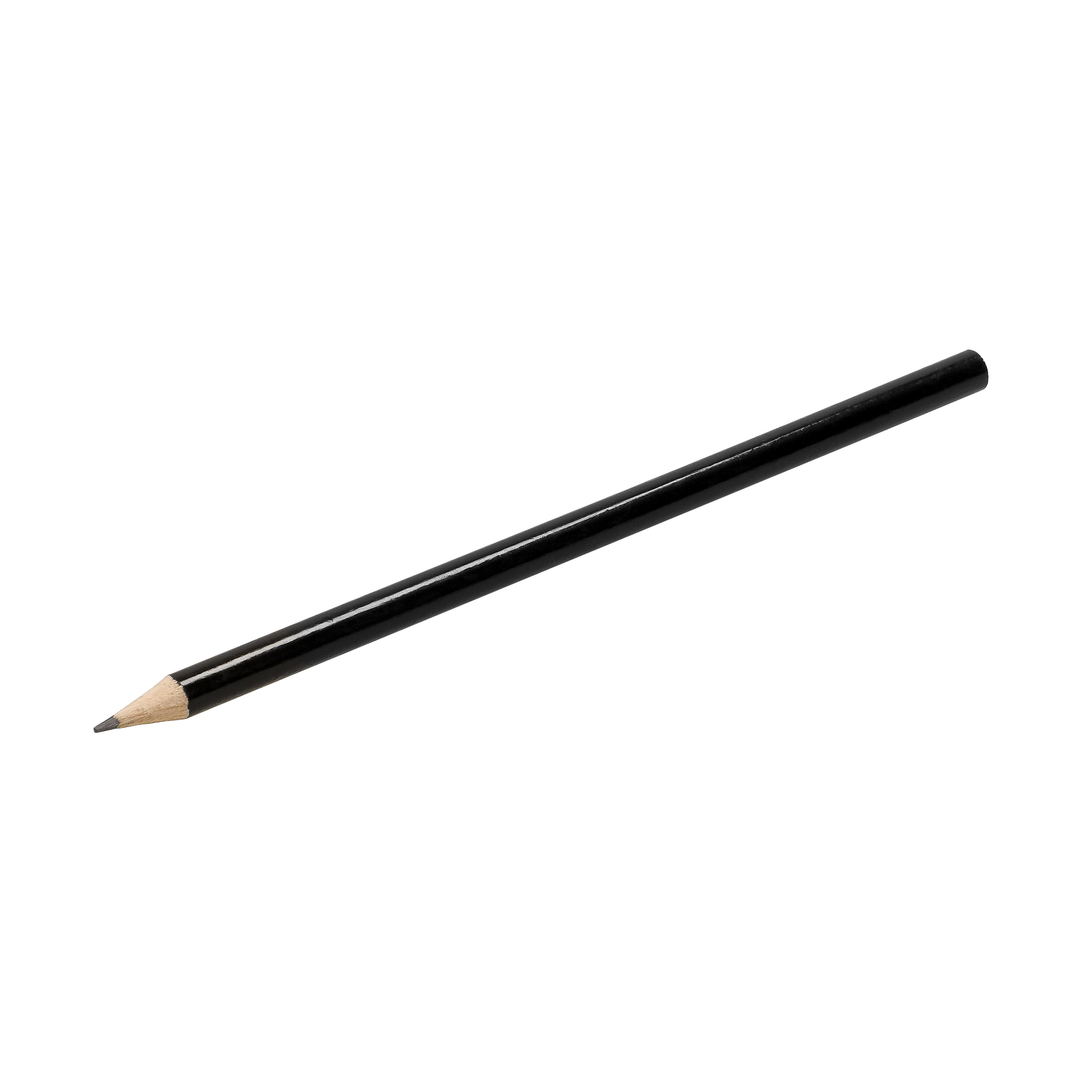 Bleistift Black aus Holz - runder Werbeartikel, Minenhärte HB, schwarz lackiert