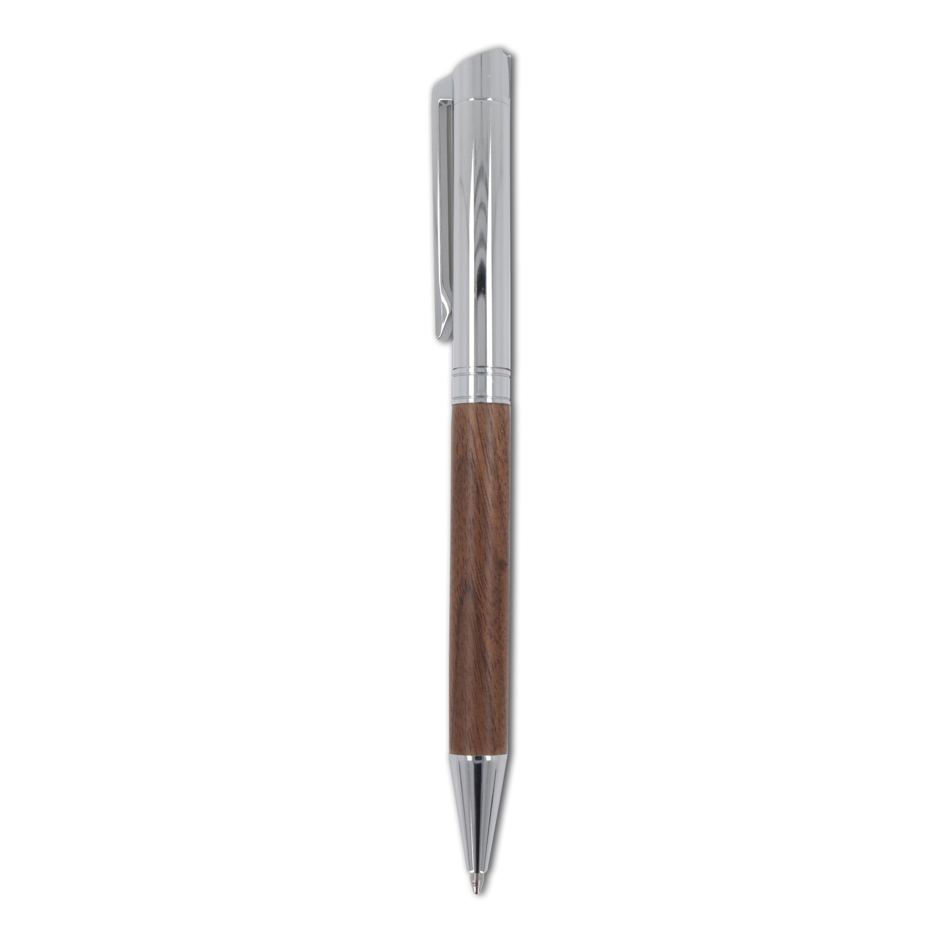 Schreibset Kugelschreiber & Tintenroller Metall/Holz, Geschenkbox