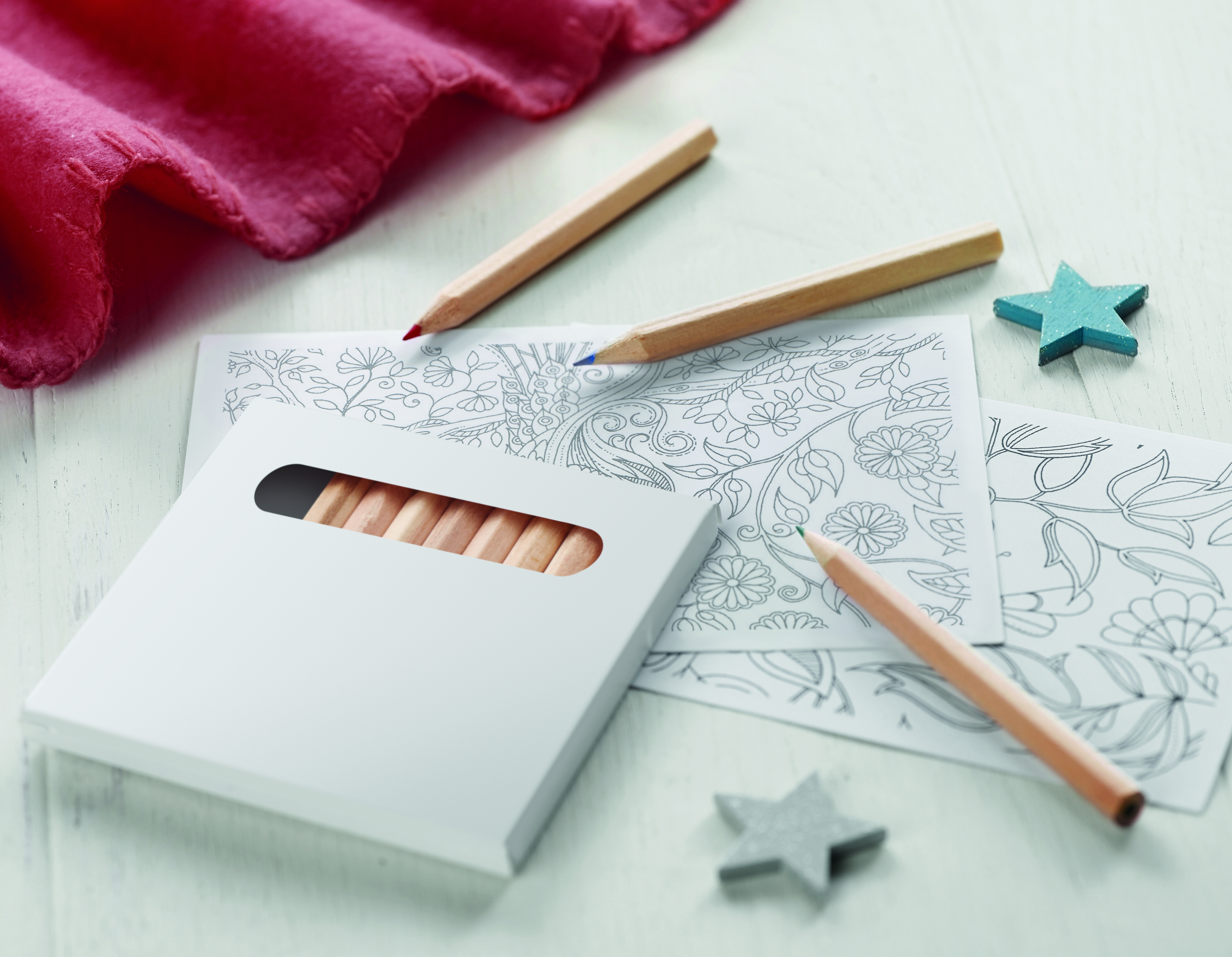 Mal-Set PAINT&RELAX mit 12 Buntstiften & 10 Karten – Werbeartikel