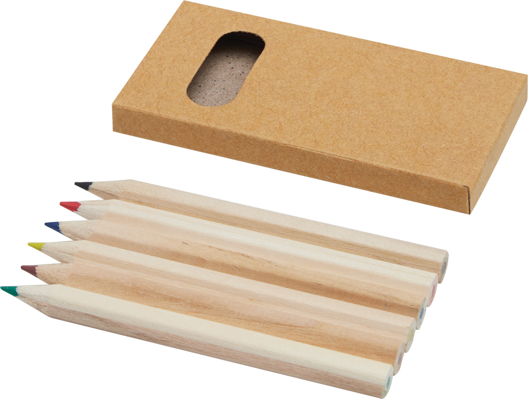 Buntstifte TINY TREE aus Holz, 6er-Set in Box – Werbeartikel bedruckbar
