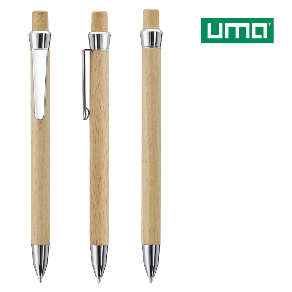 BEECH Holz-Druckkugelschreiber aus Buchenholz, Metallclip – uma