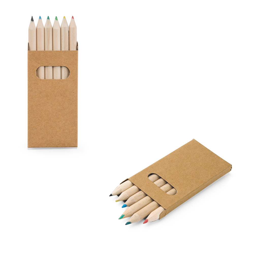 BIRD Buntstift-Set Werbeartikel – 6 Holzbuntstifte in Kartonschachtel