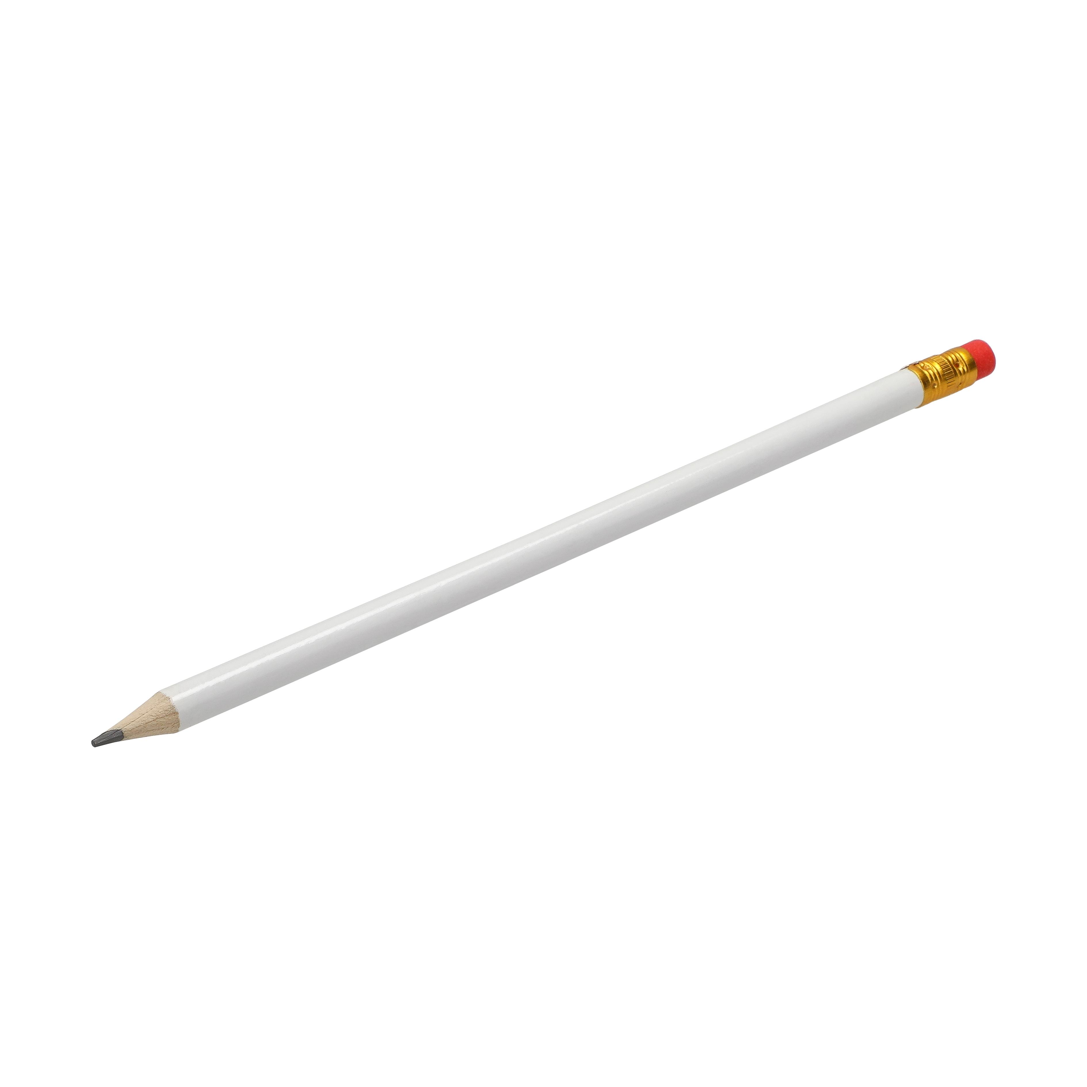 Bleistift White mit Radiergummi aus Holz - Werbeartikel bedruckbar
