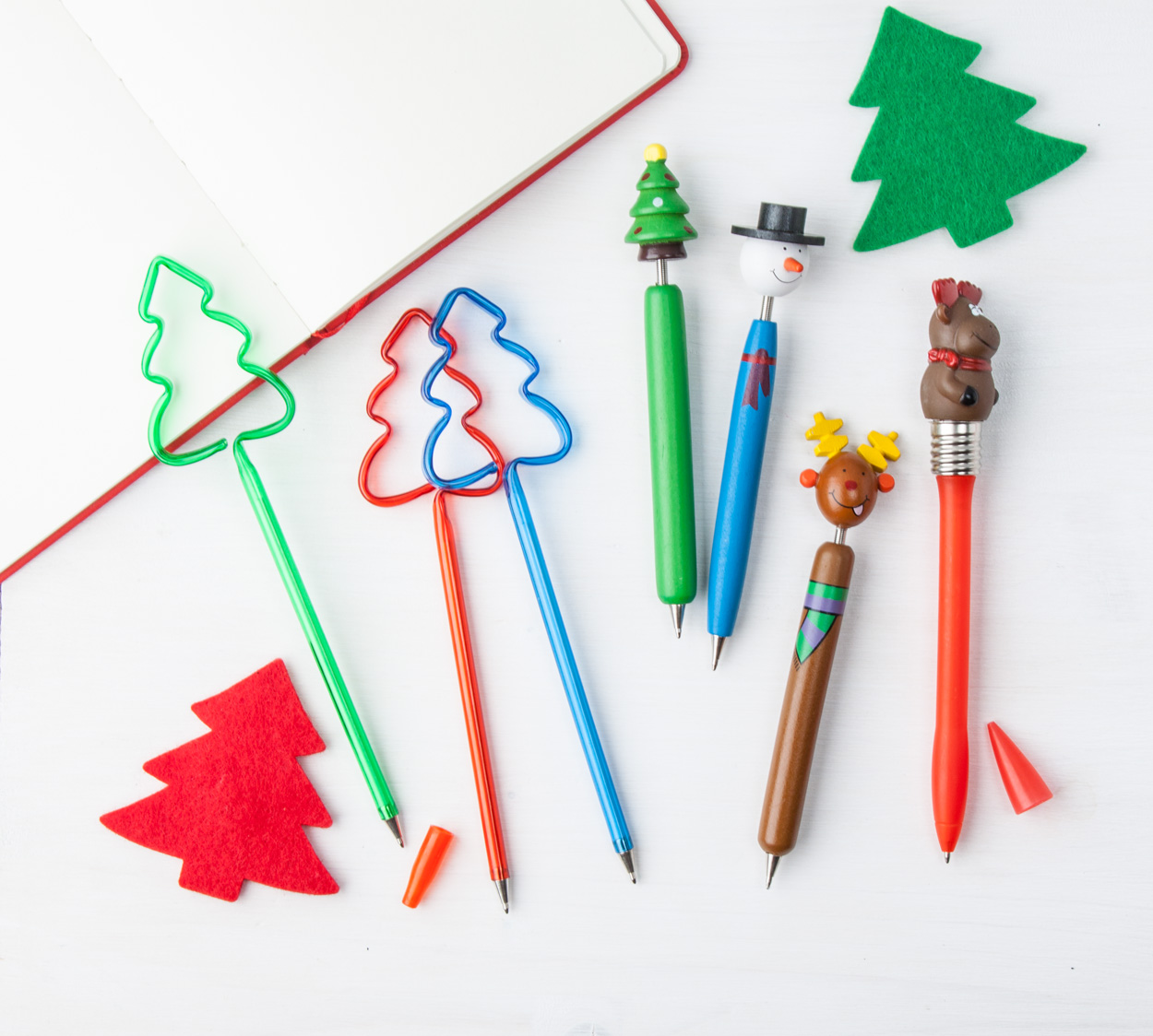 Holz-Kugelschreiber Santa Göte mit Weihnachtsfigur, blauschreibend