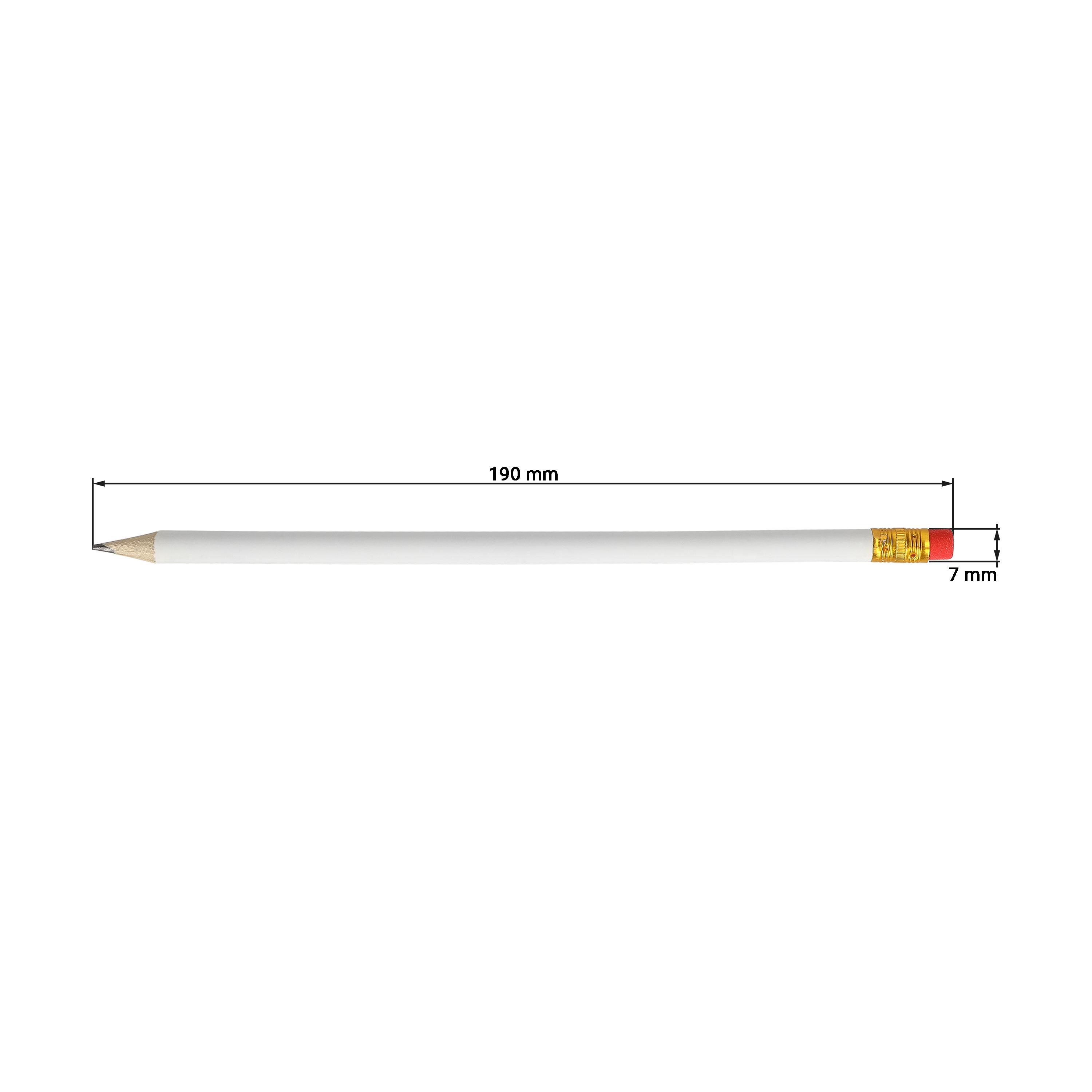 Bleistift White mit Radiergummi aus Holz - Werbeartikel bedruckbar