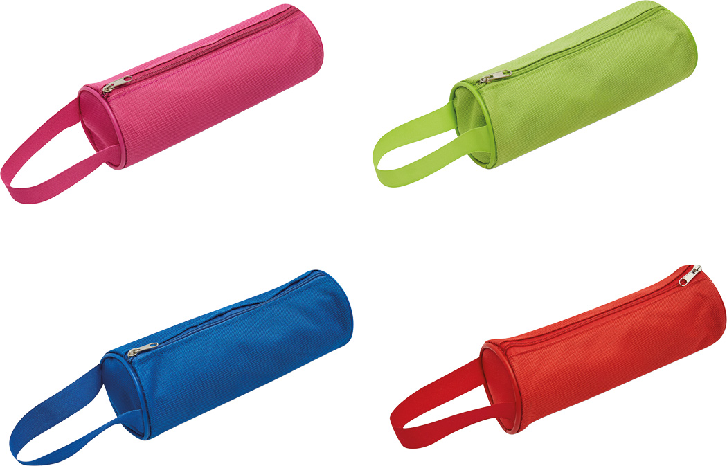 Stiftetasche SCHOOL rund – Polyester, Reißverschluss, bedruckbar