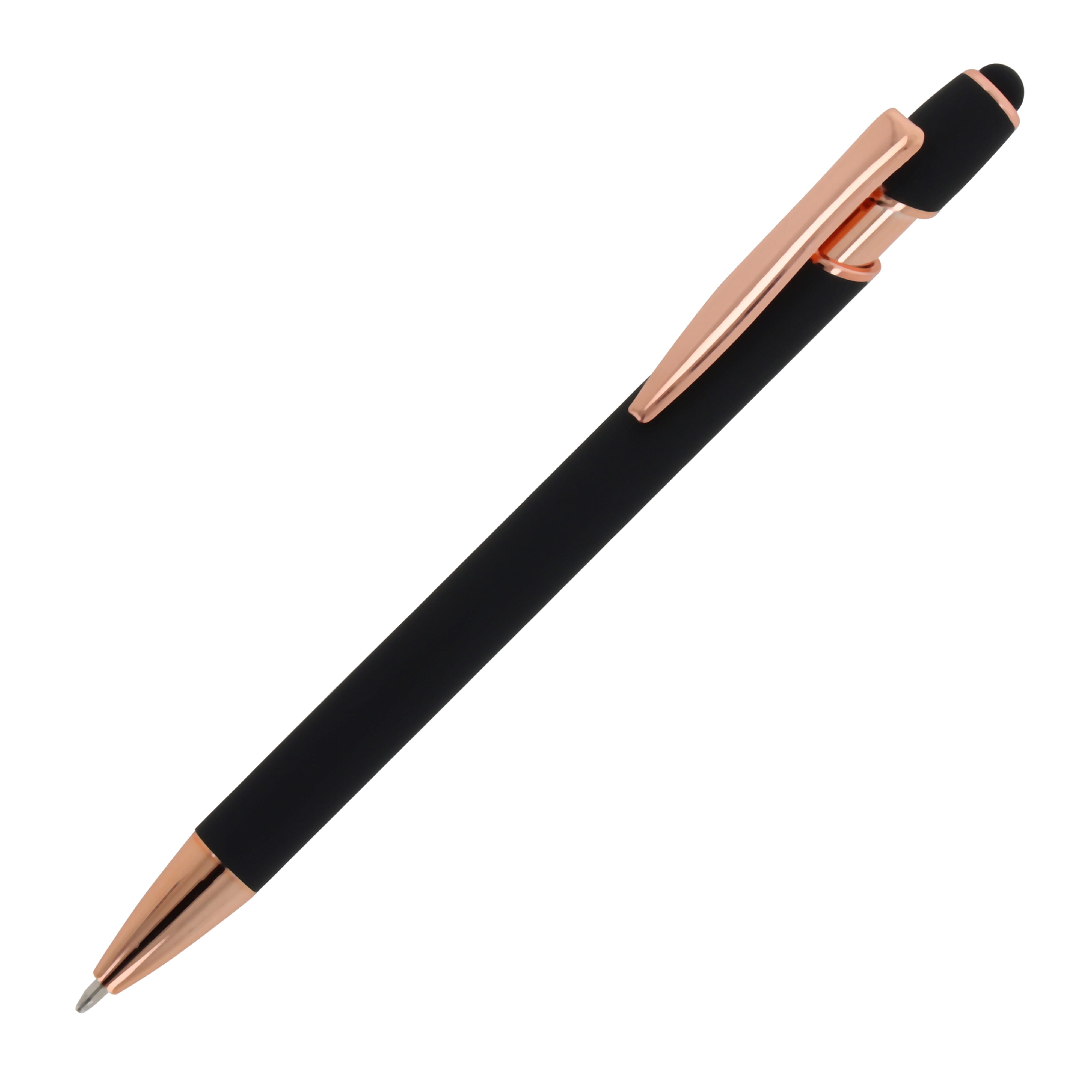 Kugelschreiber Paris Deluxe Metall gummiert mit Stylus, Werbeartikel