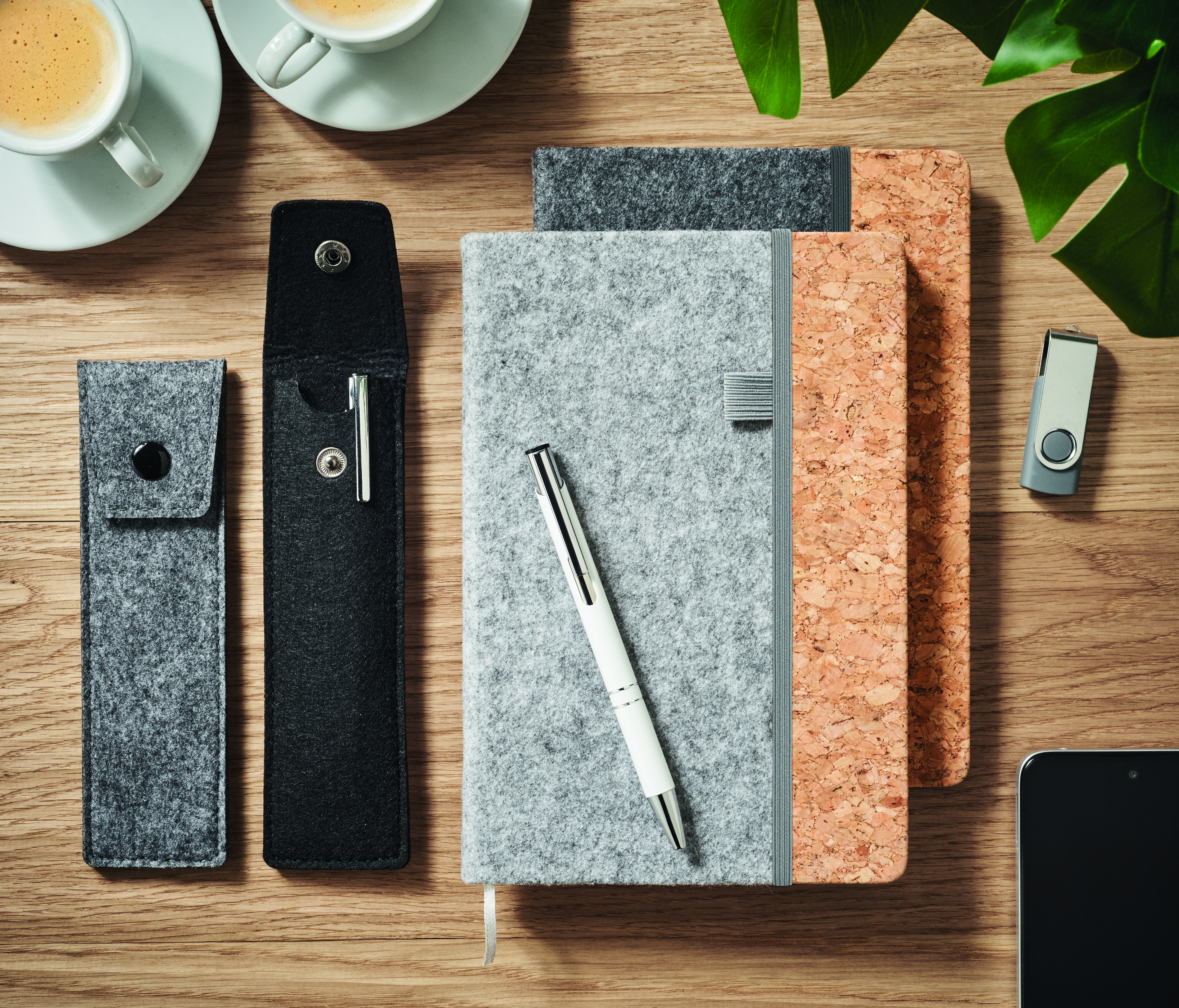 Stifte-Etui CENCIL aus RPET-Filz, für 2 Stifte – bedruckbar