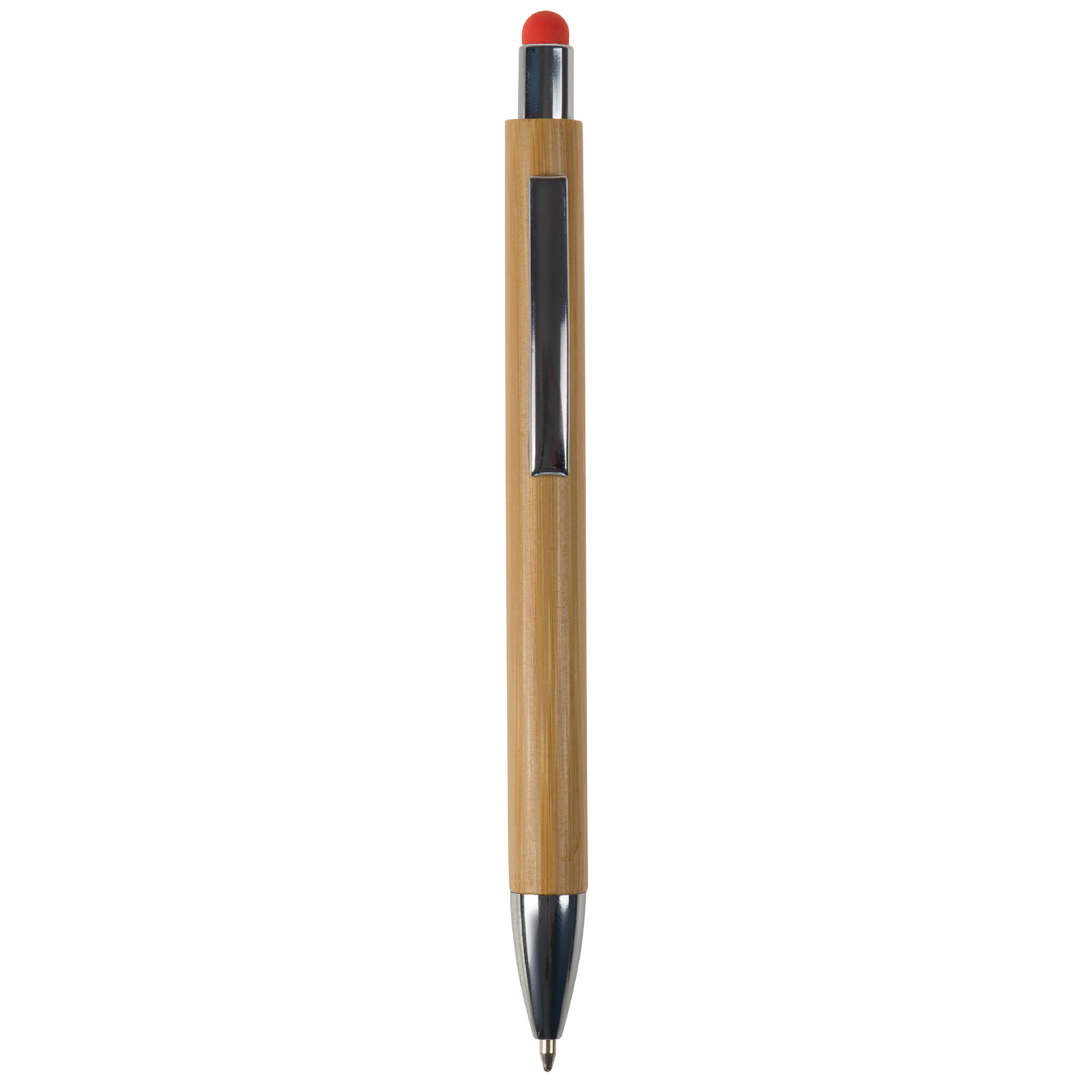 Bambus Kugelschreiber New York mit Touchpen & Metallclip, bedruckbar