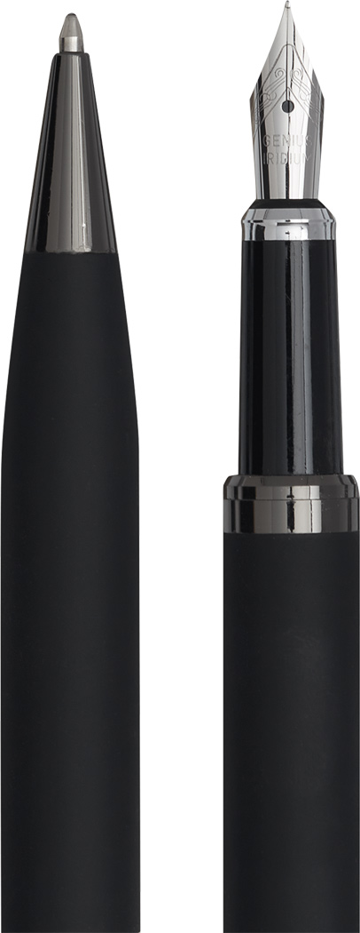 Schreibset BLACK ELEGANCE - Kugelschreiber & Füllfederhalter, Werbeartikel
