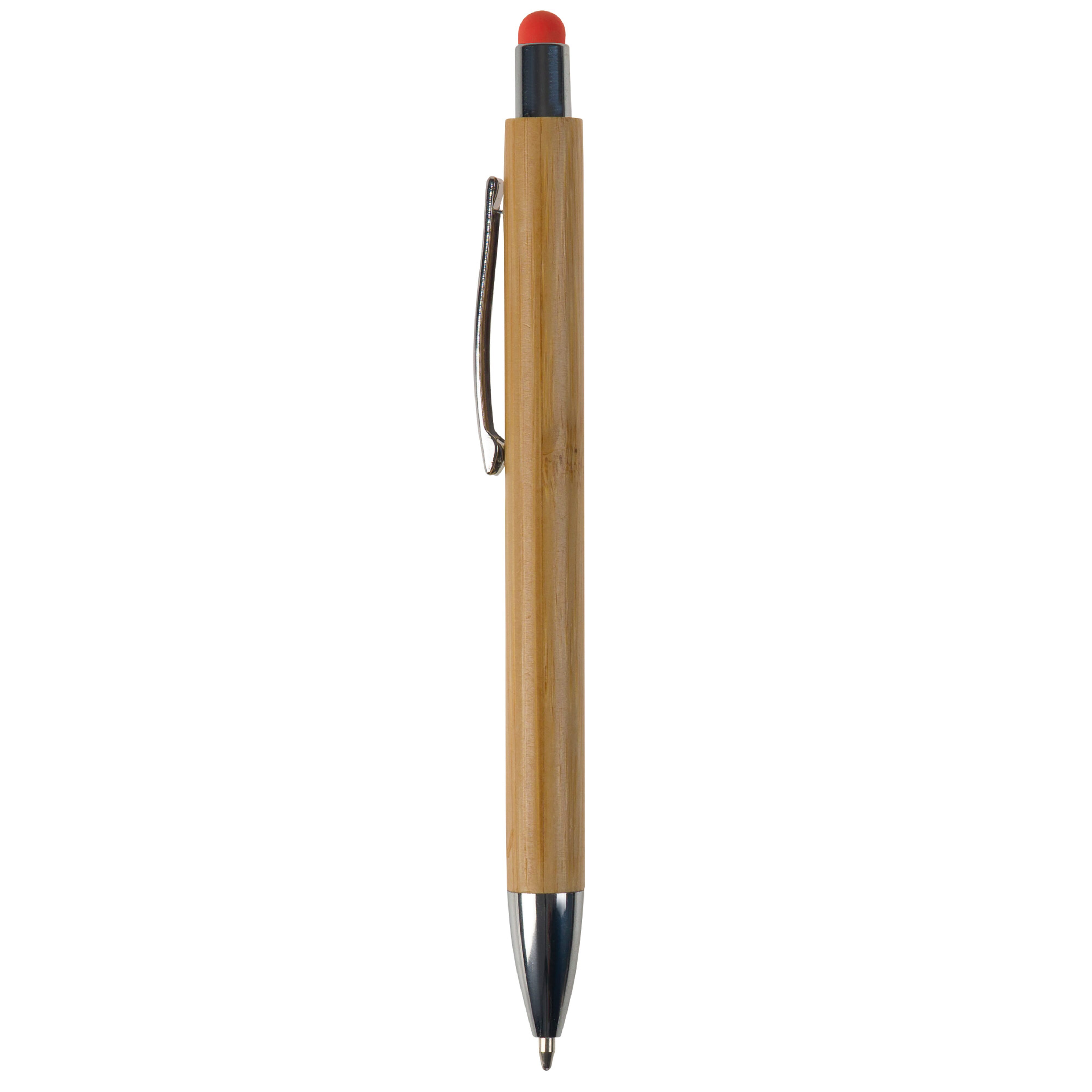 Bambus Kugelschreiber New York mit Touchpen & Metallclip, bedruckbar