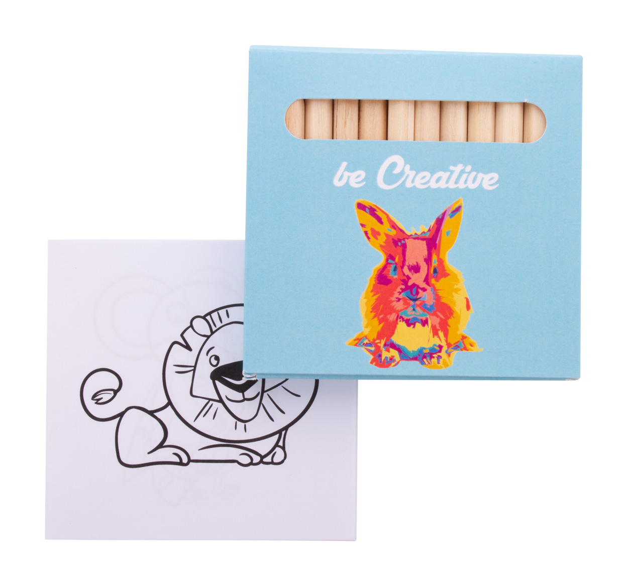 Ausmalset Tiere Coloxil – 12 Holzbuntstifte & Malbuch, bedruckbar