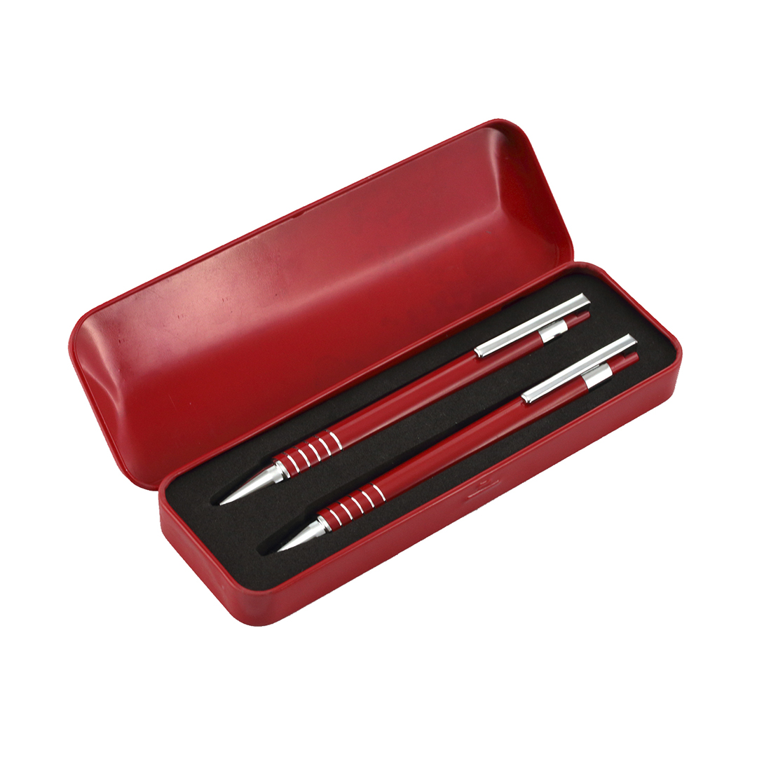 Schreibset Sheridan – Metall-Kugelschreiber & Druckbleistift mit Etui, bedruckbar