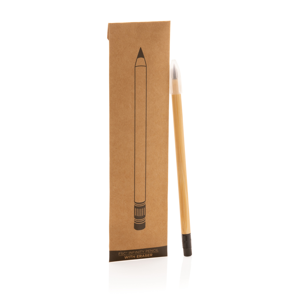 Infinity-Stift Bambus FSC® mit Radiergummi – Werbeartikel bedruckbar