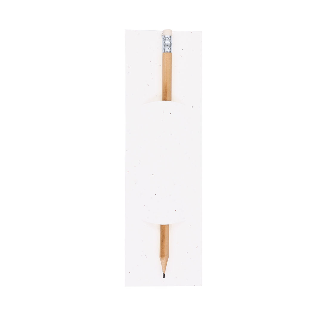 Bleistift Meron aus Holz mit Radiergummi & Samenpapier-Etui – Werbeartikel